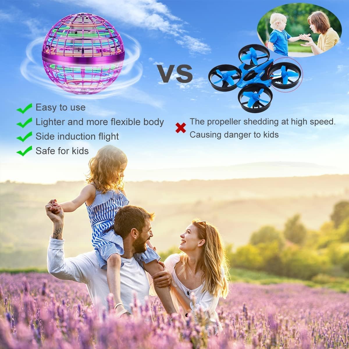 Juguetes de bola voladora, bola de orbe volador, bola giratoria galáctica, bola de orbe flotante, juguete mágico volador con LED, juguetes geniales