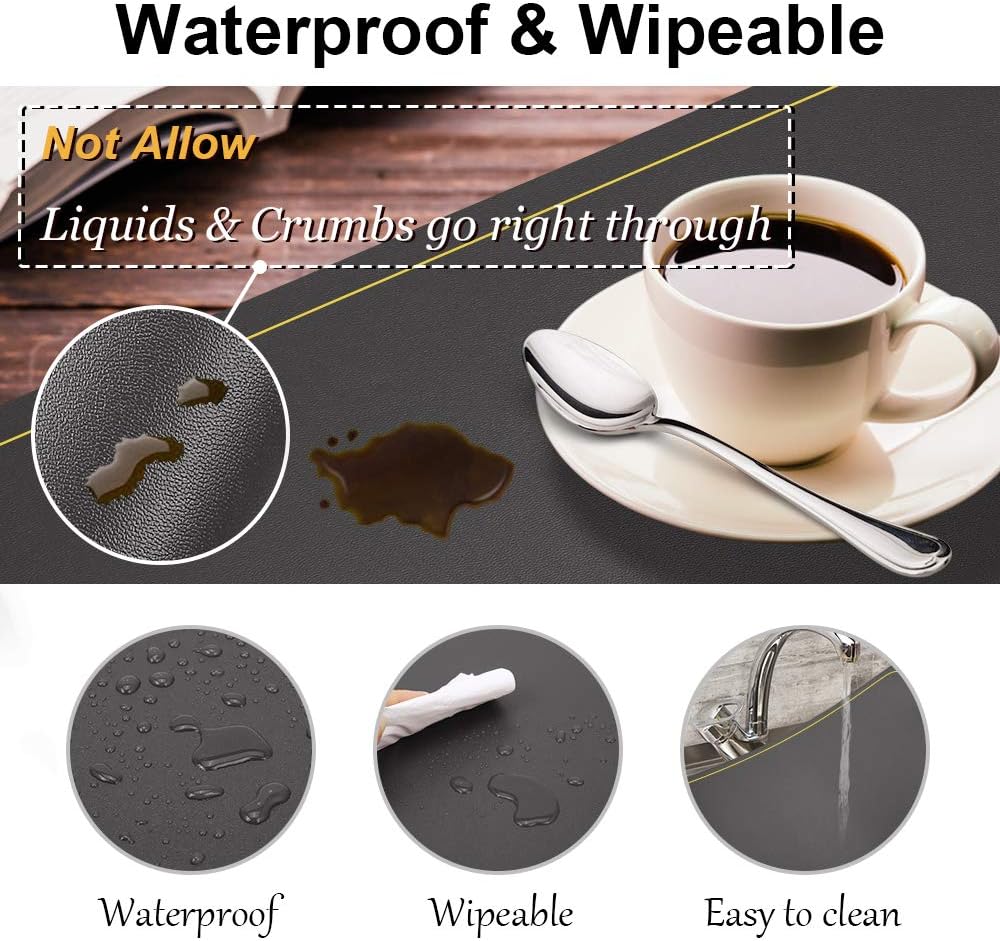 WEHVKEI – Juego de 4 manteles individuales grises impermeables, lavables para interiores, mesa de comedor, hogar, cocina, cena, manteles