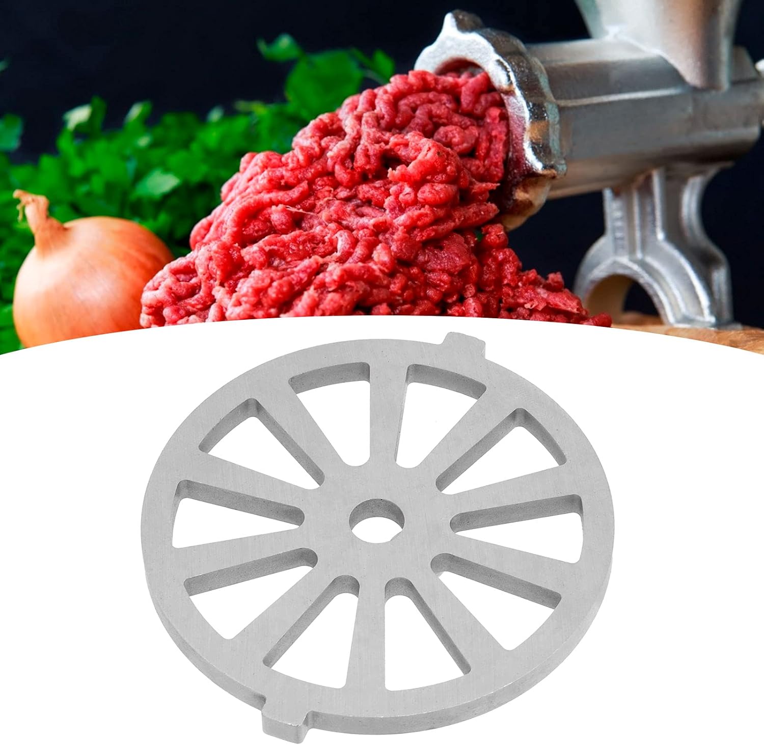 Picadora de carne, cuchillo de disco, picadora de carne, cuchillo de disco festoneado, placa de corte de acero inoxidable, repuesto para mezclador