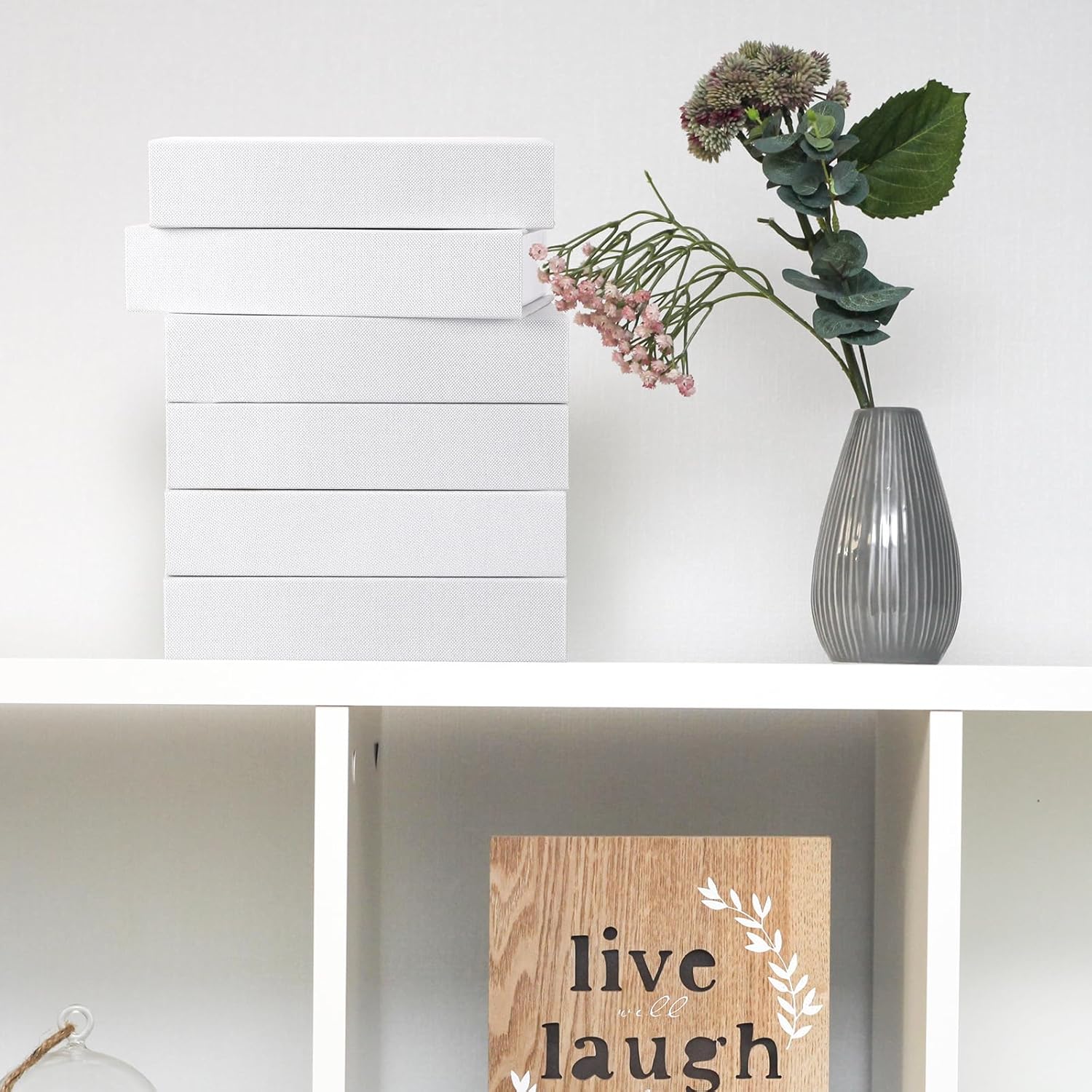 6 cajas de libros falsos decorativos de lino moderno, libros falsos para decoración de mesa auxiliar, manualidades, hogar, estantería, cafetería,