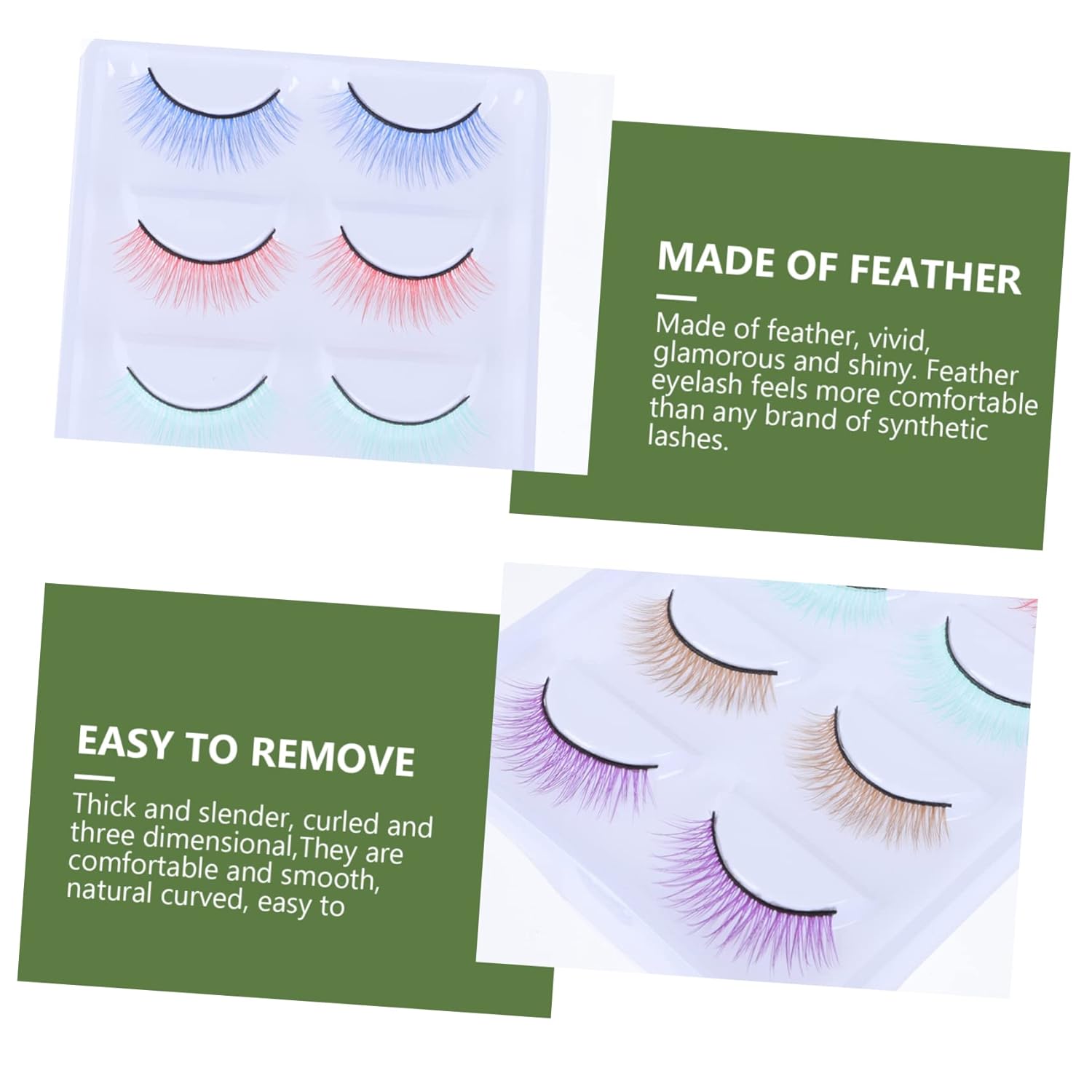 10 pares de pestañas postizas de colores, pestañas dramáticas, pestañas naturales vívidas, pestañas postizas para fiesta de Halloween, pestañas