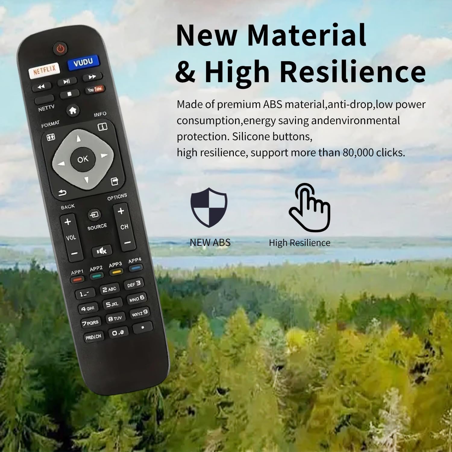 Mando a distancia universal Philips TV NH500UP – Compatible con televisores inteligentes Philips LCD LED 4K UHD – Control fácil y cómodo