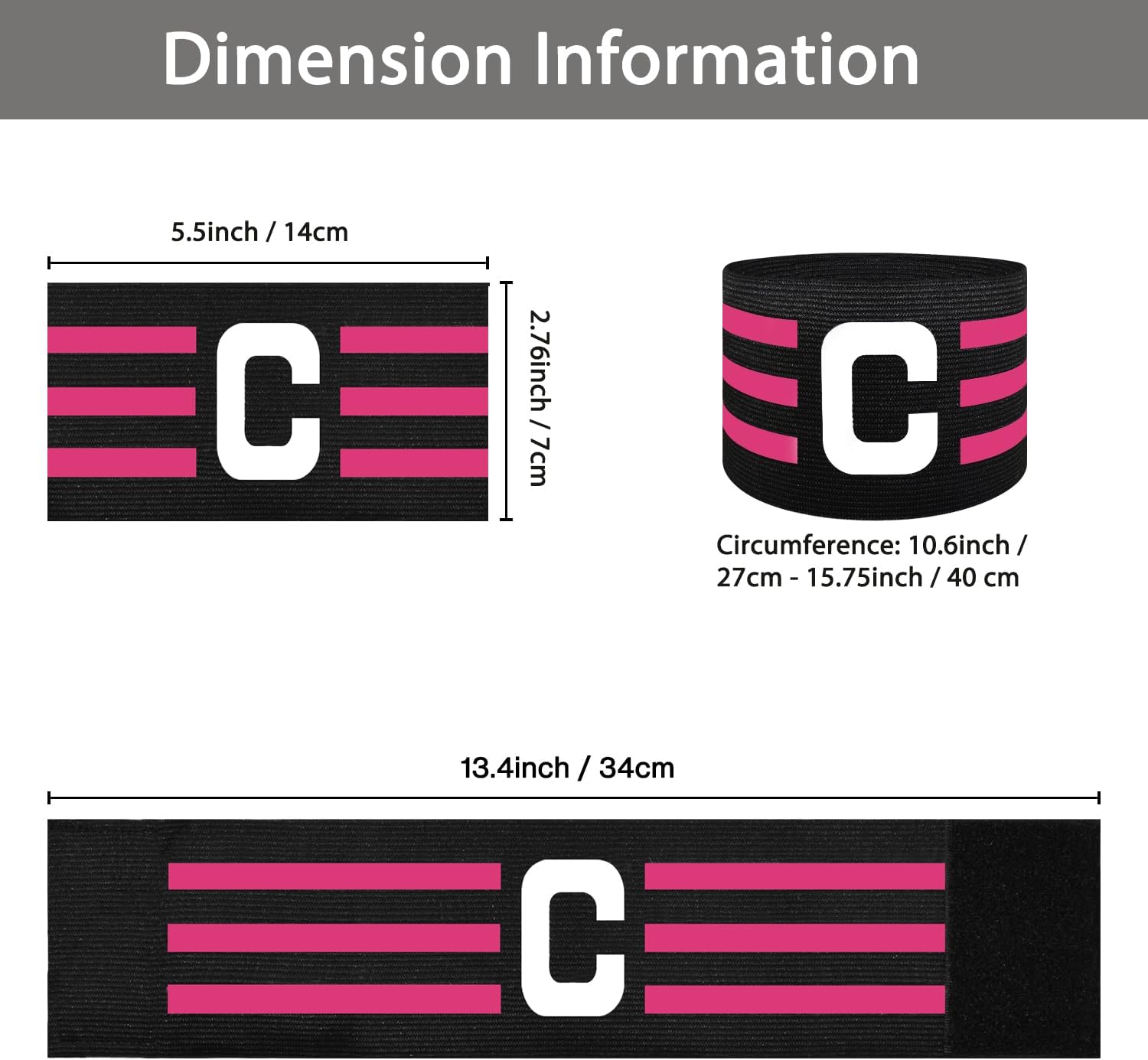 Brazalete deportivo de capitán C para entrenamiento de equipo, unisex, elástico, para capitán de fútbol, ajustable, para jugadores de fútbol al aire