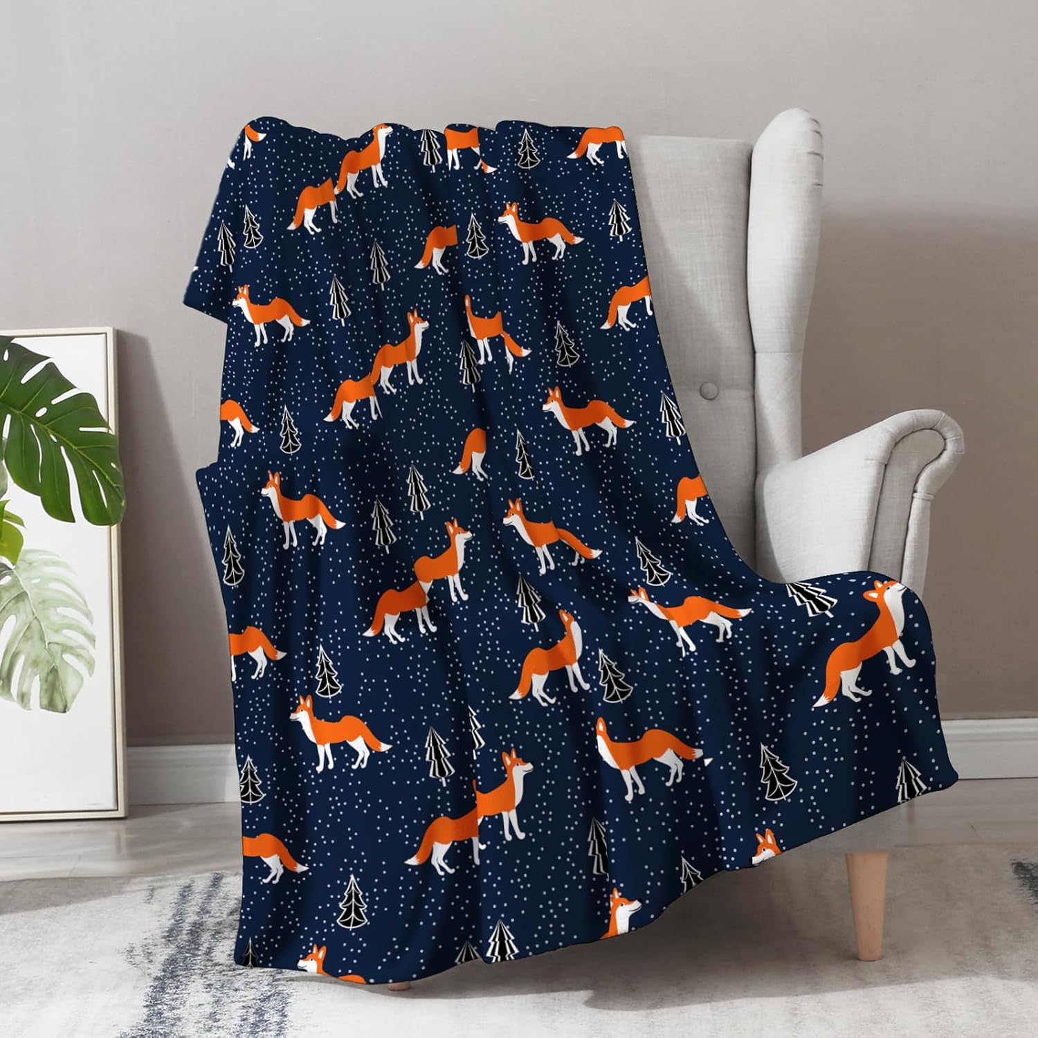 Aimego Manta de zorro de regalo para mujeres y niños, manta amante de los animales para niños y niñas, dormitorio de bebé, sala de estar, decoración