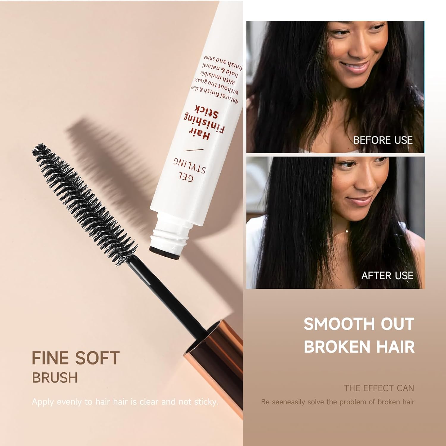 BEUKING Broken Small Hair Finish Stick Hair Smoothing Cream Loose Hair Styling Quick Styling Non-Sticky Bangs Styling Gel para control del