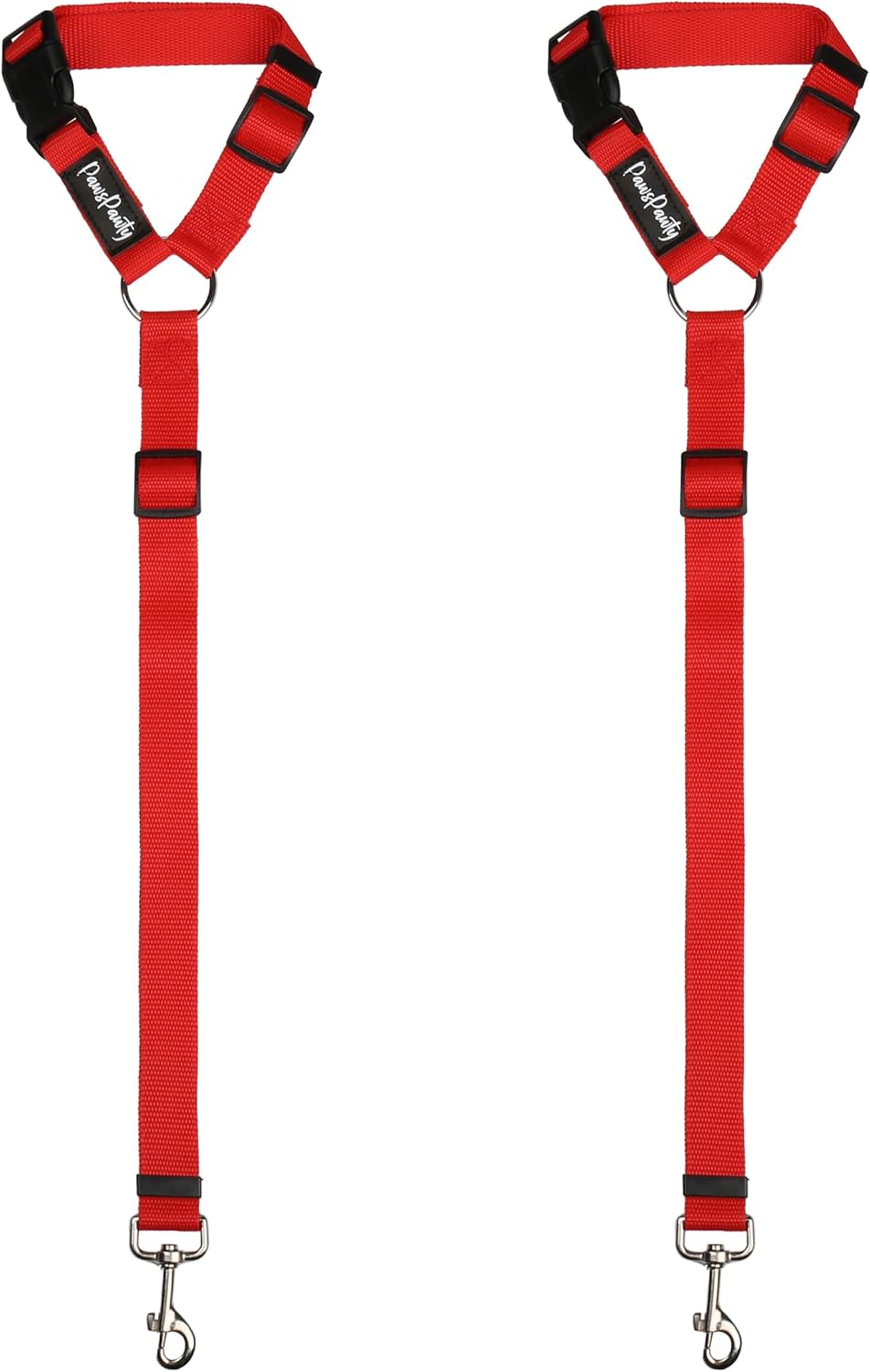 PawsPawty – Paquete de 2 cinturones de seguridad para perros, ajustable, tela de nailon, correas de seguridad para automóvil, arnés para perros,