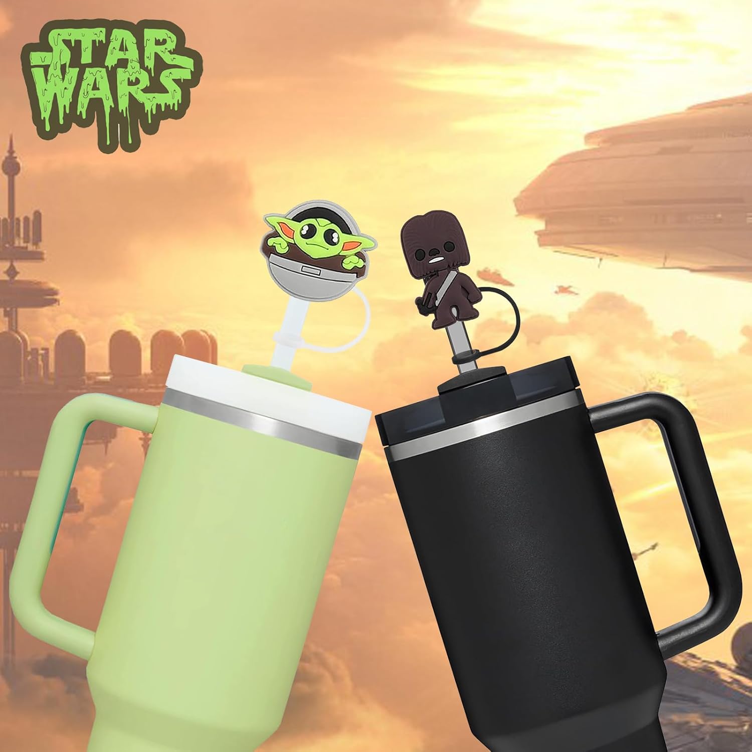 12 fundas de popote de Space Wars para popotes de 0.39 a 0.394 pulgadas, para vaso Stanley Cup de 40 onzas y 30 onzas con asa, tapones reutilizables