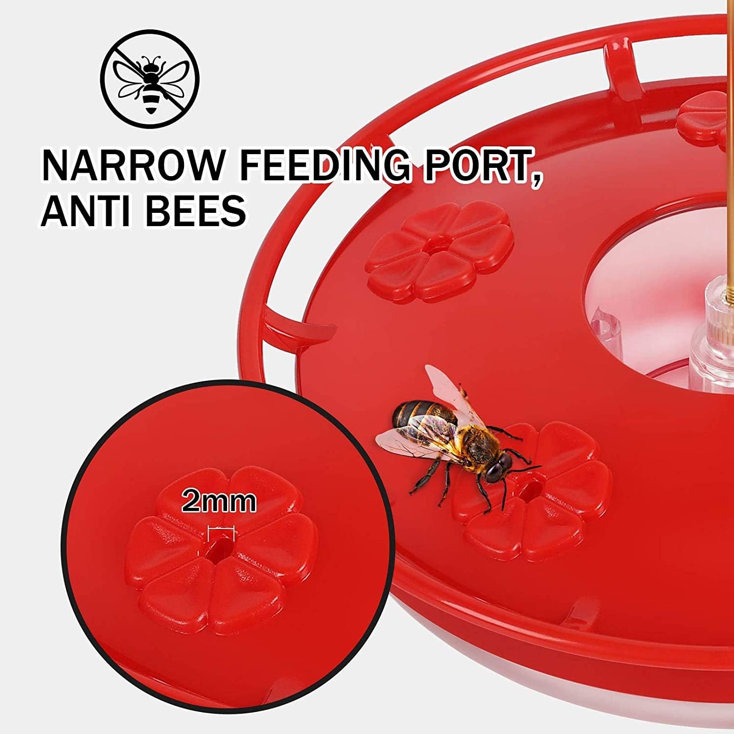 Comedero para colibríes a prueba de abejas con protector de foso de hormigas, comedero rojo para colibríes para colgar al aire libre, sin fugas,