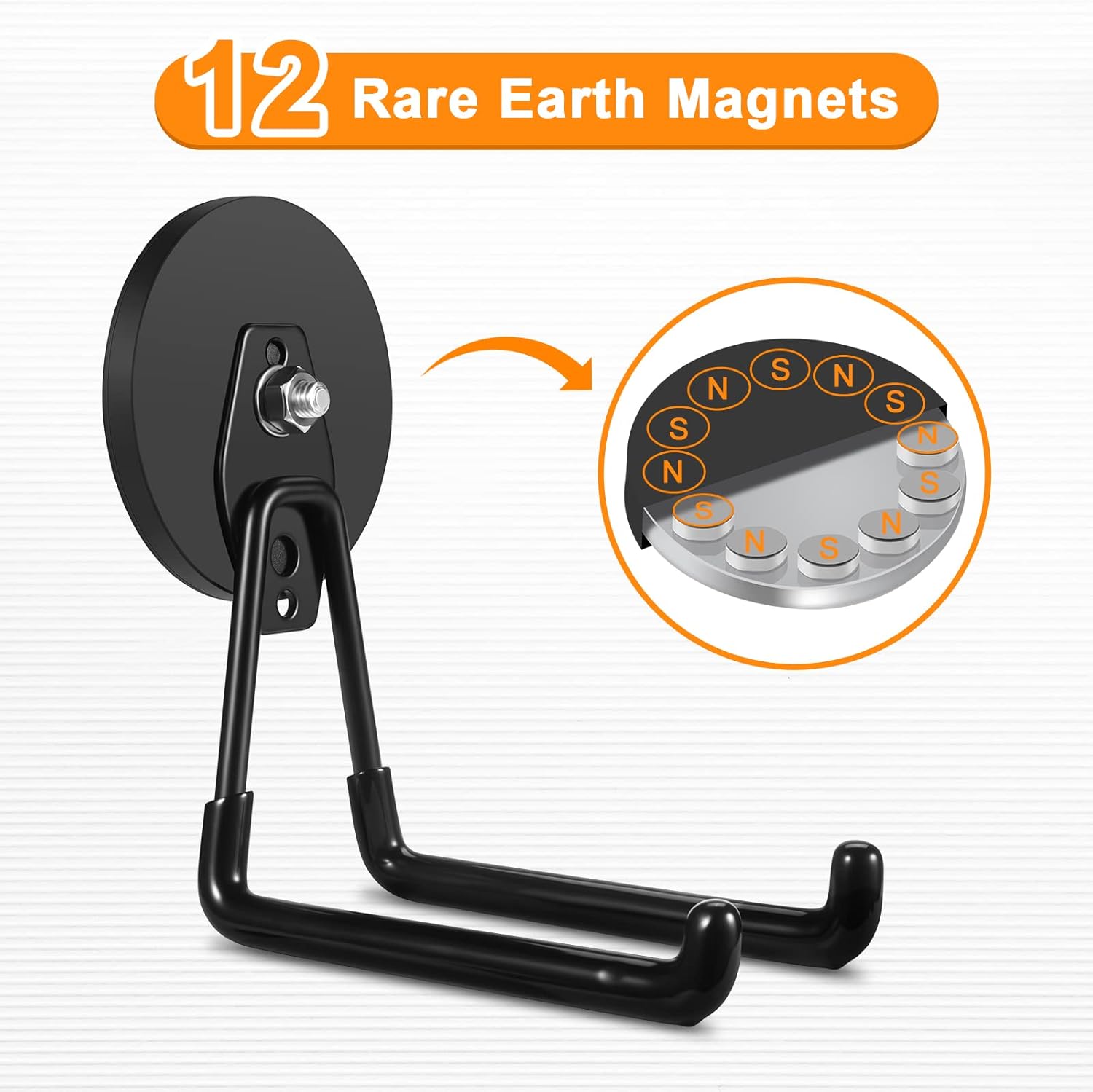 ENUODA Ganchos magnéticos grandes resistentes y fuertes, ganchos magnéticos resistentes para almacenamiento de garaje, ganchos magnéticos para