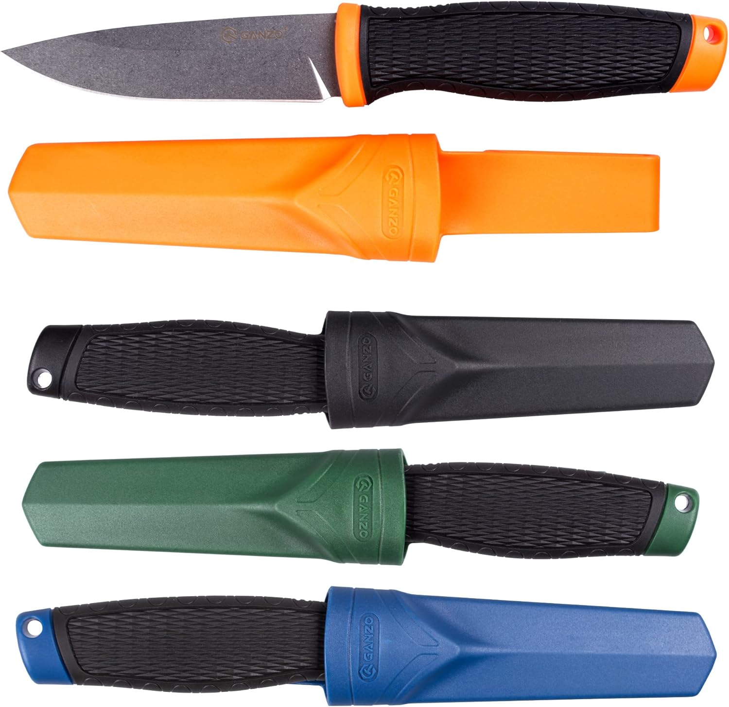 Ganzo G806-OR Cuchillo de hoja fija 8CR14 Hoja de acero inoxidable Mango ergonómico antideslizante Camping Caza Pesca al aire libre EDC Cuchillo con