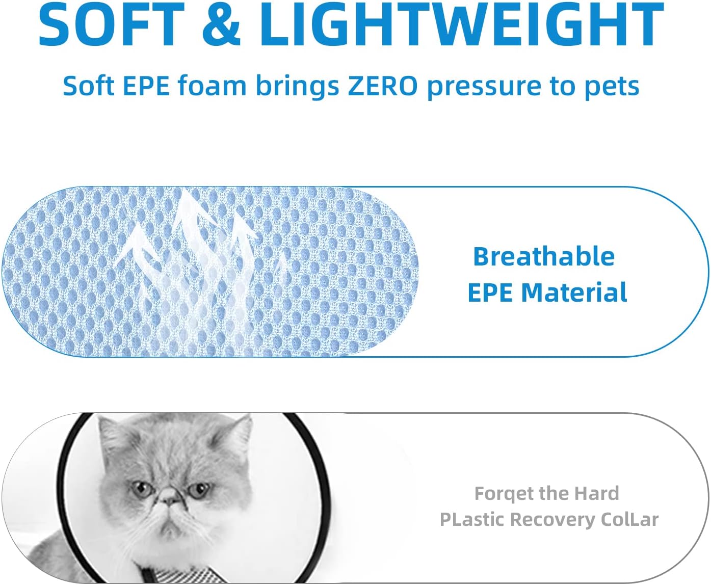 Collar de cono para gato, suave para dejar de lamer, collar E de recuperación de gatos para gatos pequeños y grandes, collar para perros pequeños,
