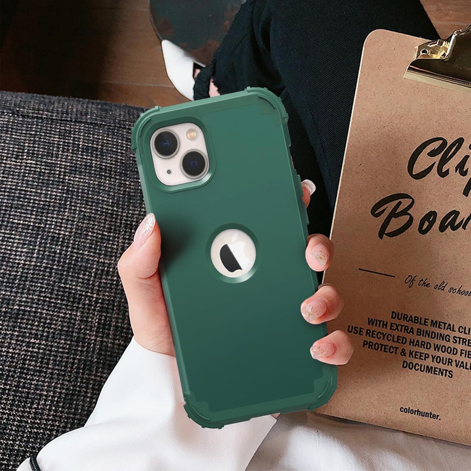 IDweel Funda para iPhone 15 con protector de pantalla de vidrio templado, 3 en 1, a prueba de golpes, delgada, híbrida, resistente, cubierta de