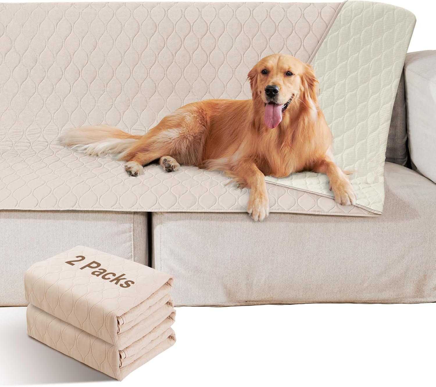 Paquete de 2 fundas impermeables para cama de perro, manta antideslizante para mascotas, perros medianos, gatos, niños, protector de muebles (54 x