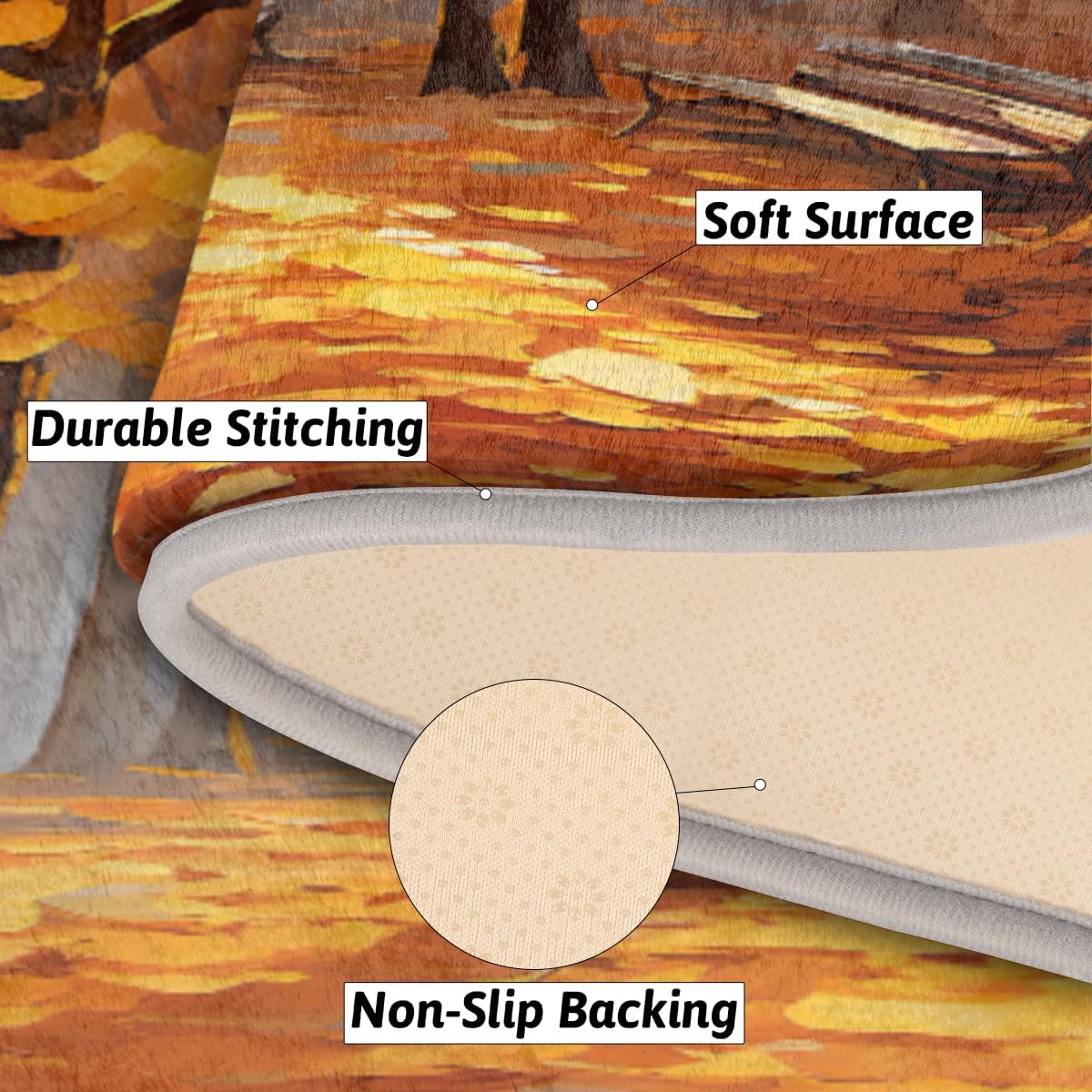 cfpolar Alfombras de baño de bosque de hojas de arce otoñal, alfombra de baño antideslizante de microfibra absorbente, tapetes y alfombras de cocina
