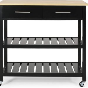 Christopher Knight Home Neffs Carrito de cocina, natural + negro Christopher Knight Home Neffs Carrito de cocina, natural + negro