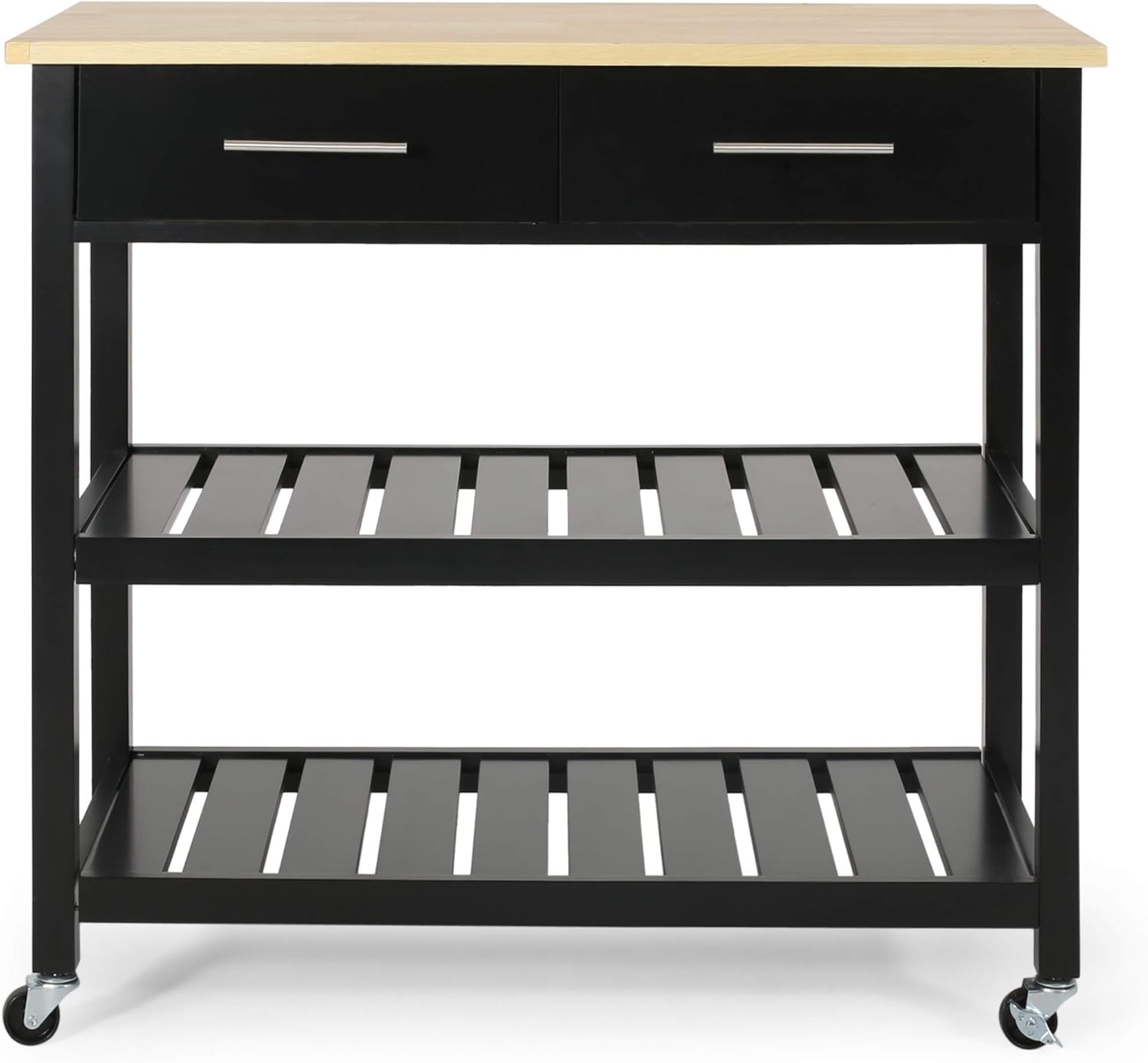 Christopher Knight Home Neffs Carrito de cocina, natural + negro