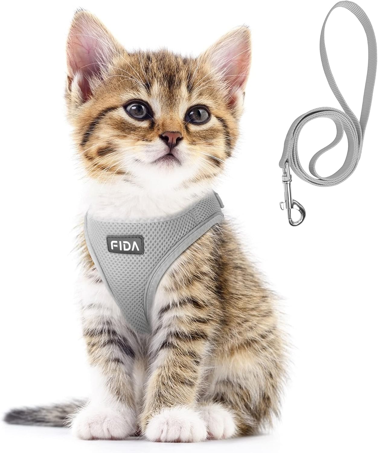 Fida Juego de arnés y correa para gato para gatito y cachorro, arnés a prueba de escapes con malla suave y transpirable, diseño reflectante