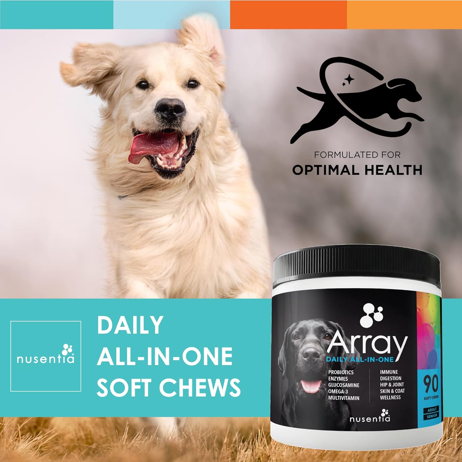 Vitaminas para perros con probióticos y enzimas Array Soft Chews (90 CT)  Suplemento multifuncional trata con apoyo digestivo