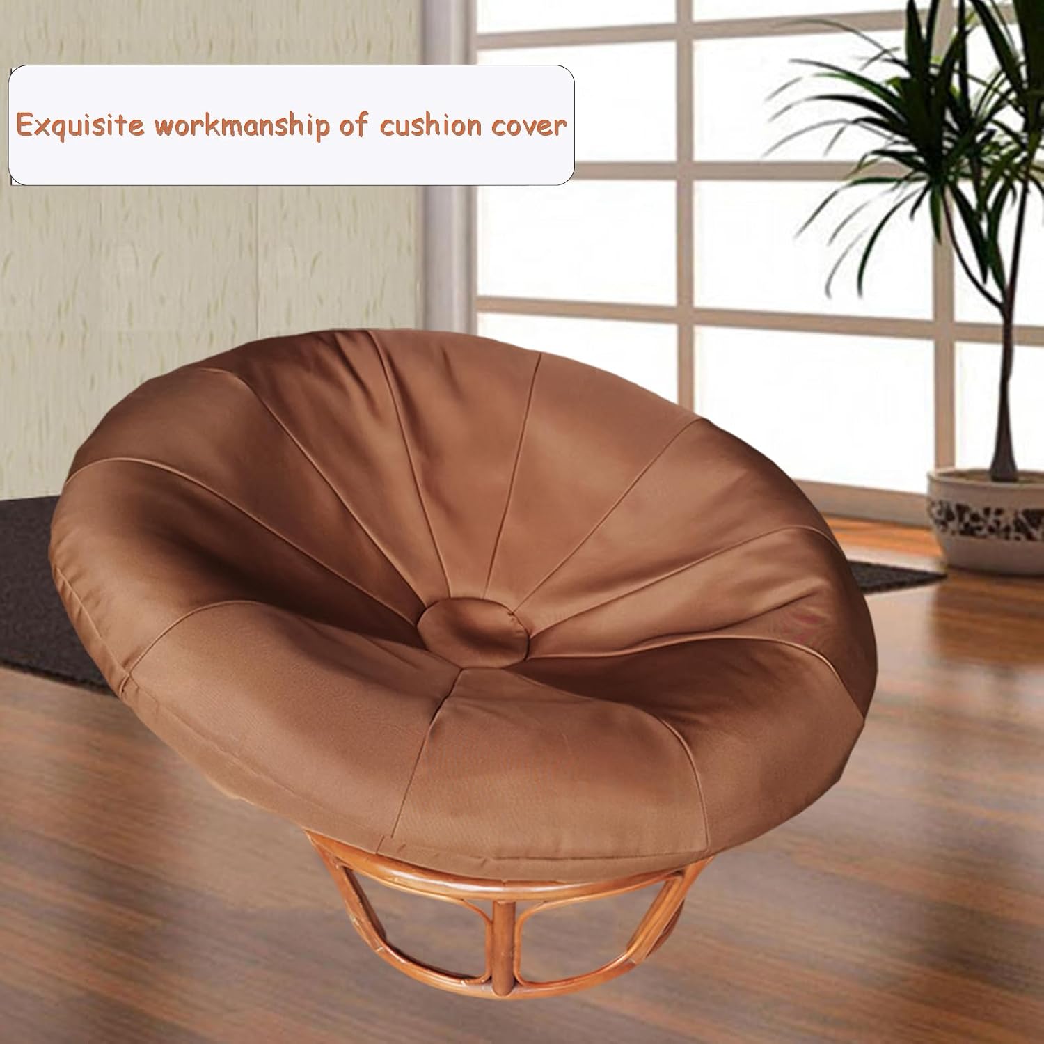 Papasan – Funda de cojín para silla, cojín para interiores y exteriores, impermeable, con banda elástica diseñada para cojín Papasan (para 41  47