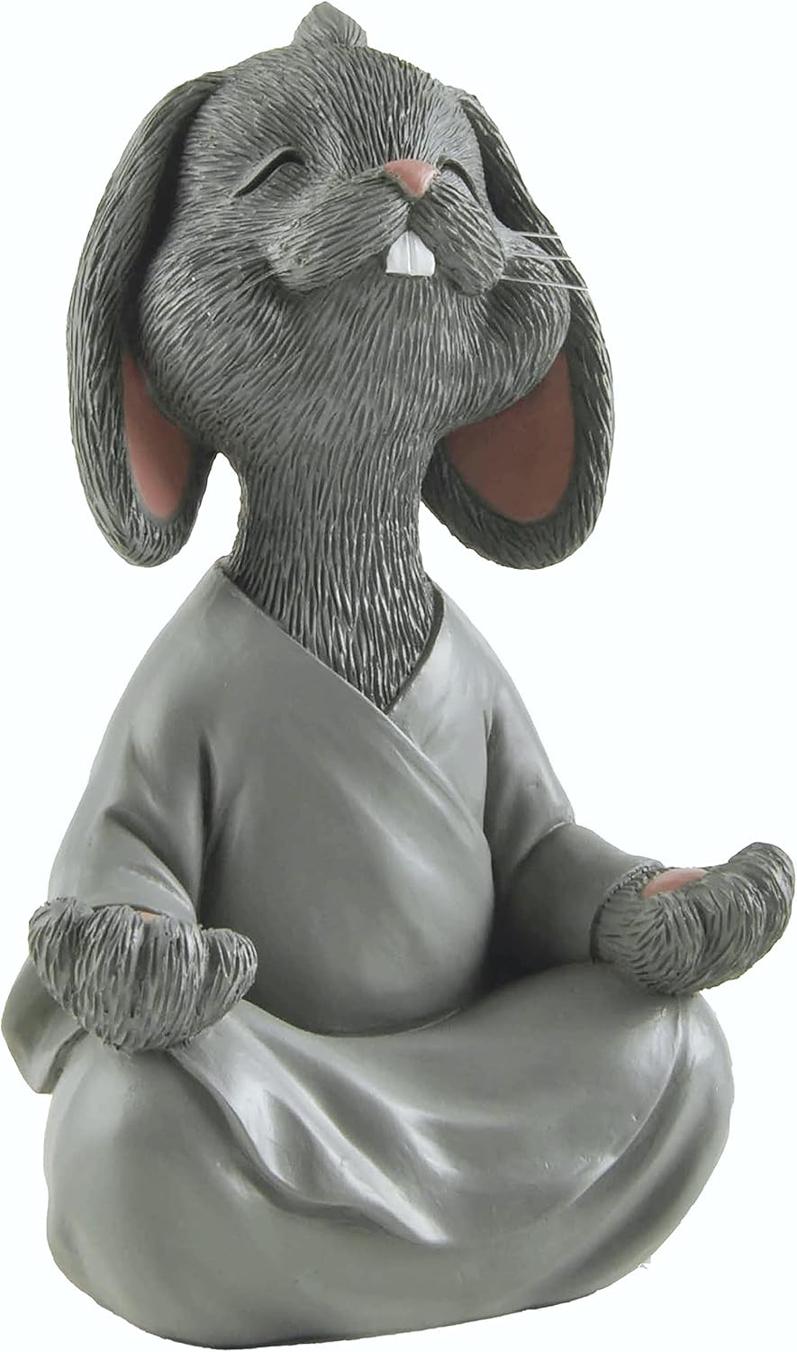 Whimsical Happy Bunny – Figura coleccionable de Buda gris para meditación y yoga, colección de conejo feliz, regalos para amantes de conejos,