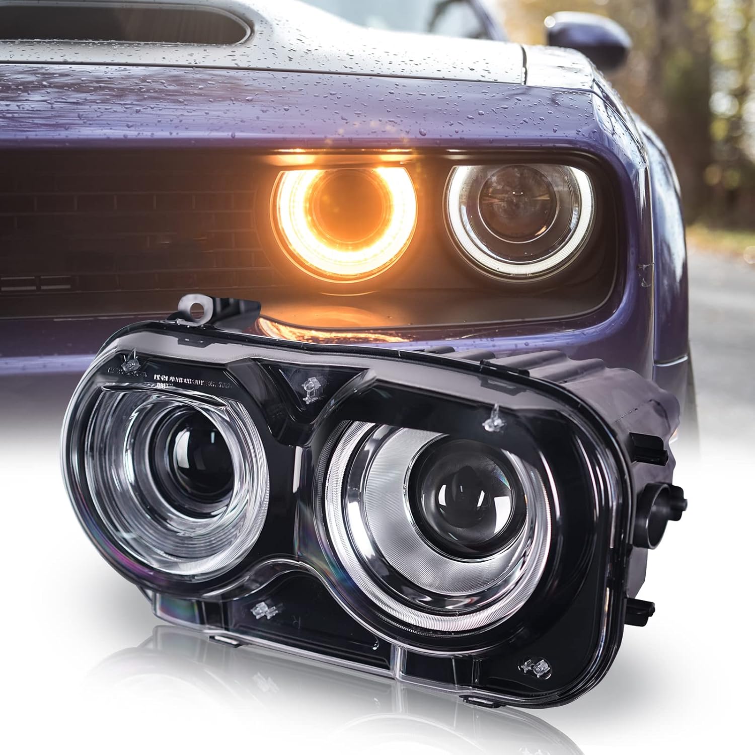 Para Dodge Challenger Conjunto de faros delanteros 2015 2016 2017 2018 2019 2020 2021 proyector LED faro delantero halógeno LH lado izquierdo del