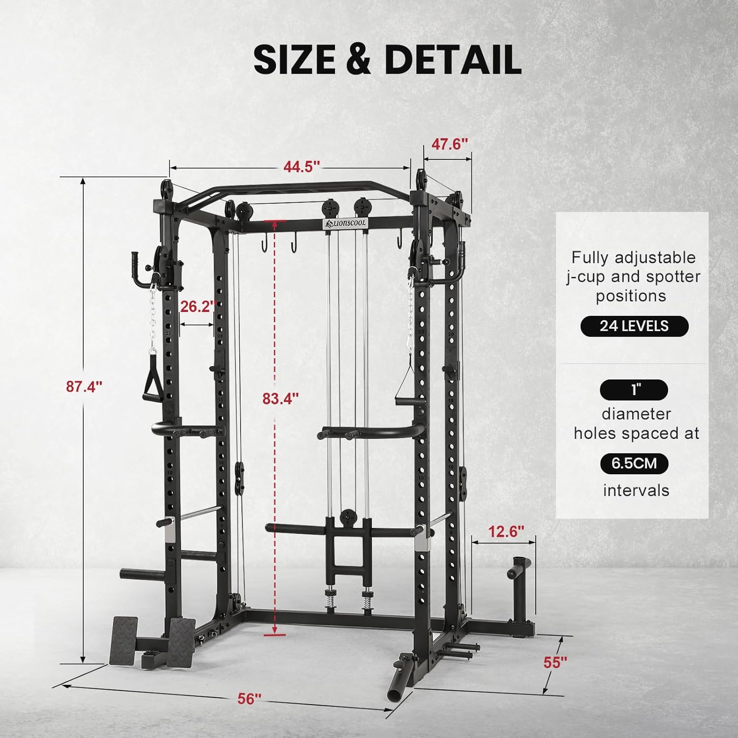 LIONSCOOL Master Power Rack & All-in – Jaula cruzada de cables para el hogargaraje, capacidad de 1500 libras, más fuerte, más segura y multifuncional