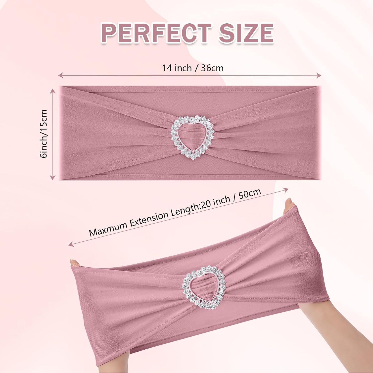 Howhic Paquete de 60 bandas elásticas de elastano para silla con hebilla deslizante, lazos elásticos universales para bodas, banquetes, fiestas,