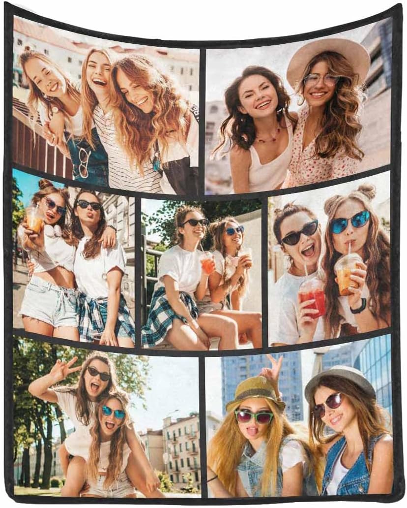 Manta personalizada de mejores amigos con fotos, manta de cama personalizable con collage de imágenes de pareja para esposa, esposo, día de San