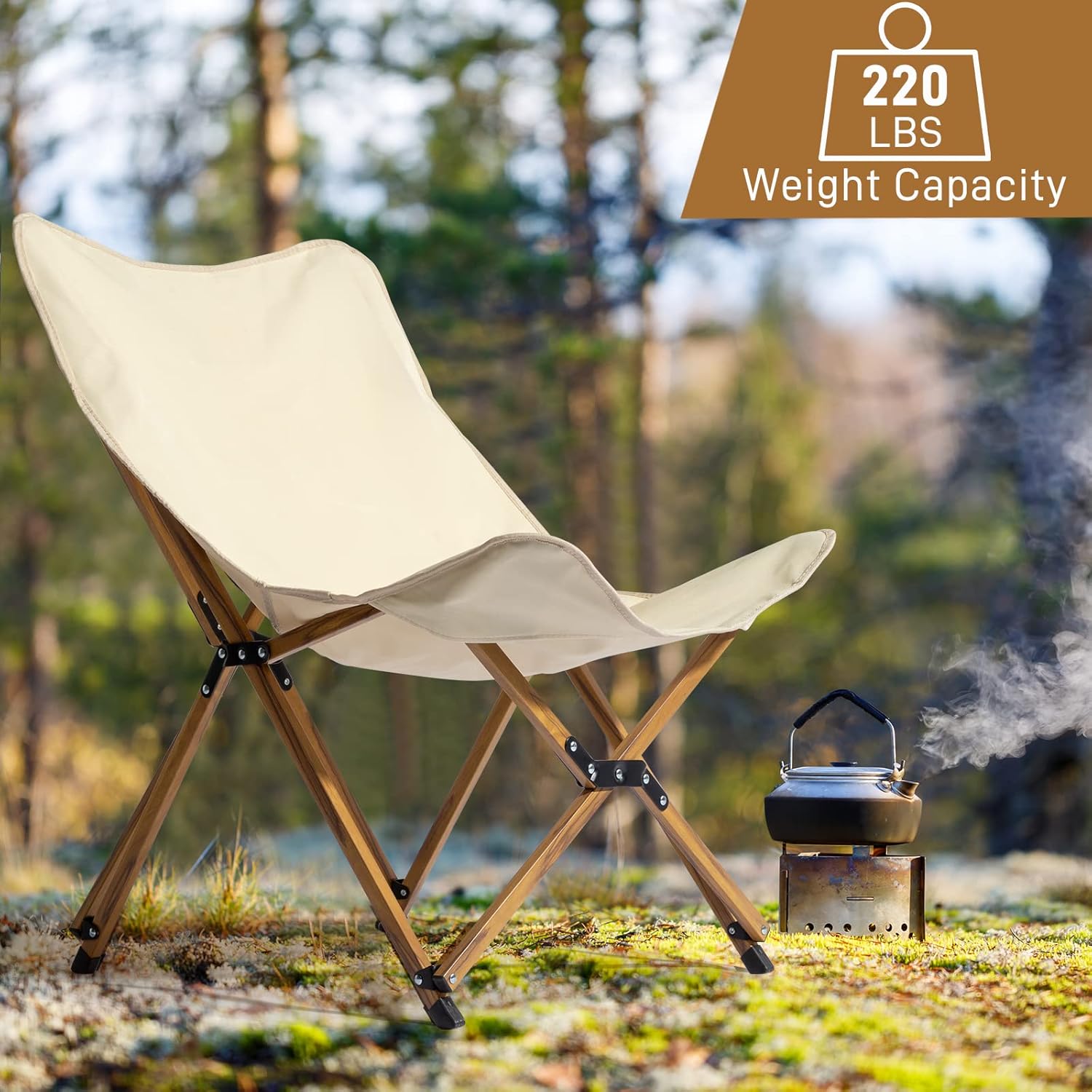 Outvita Silla plegable para campamento, silla portátil de mariposa para exteriores con bolsa de transporte para campamento, picnic, pesca, playa,