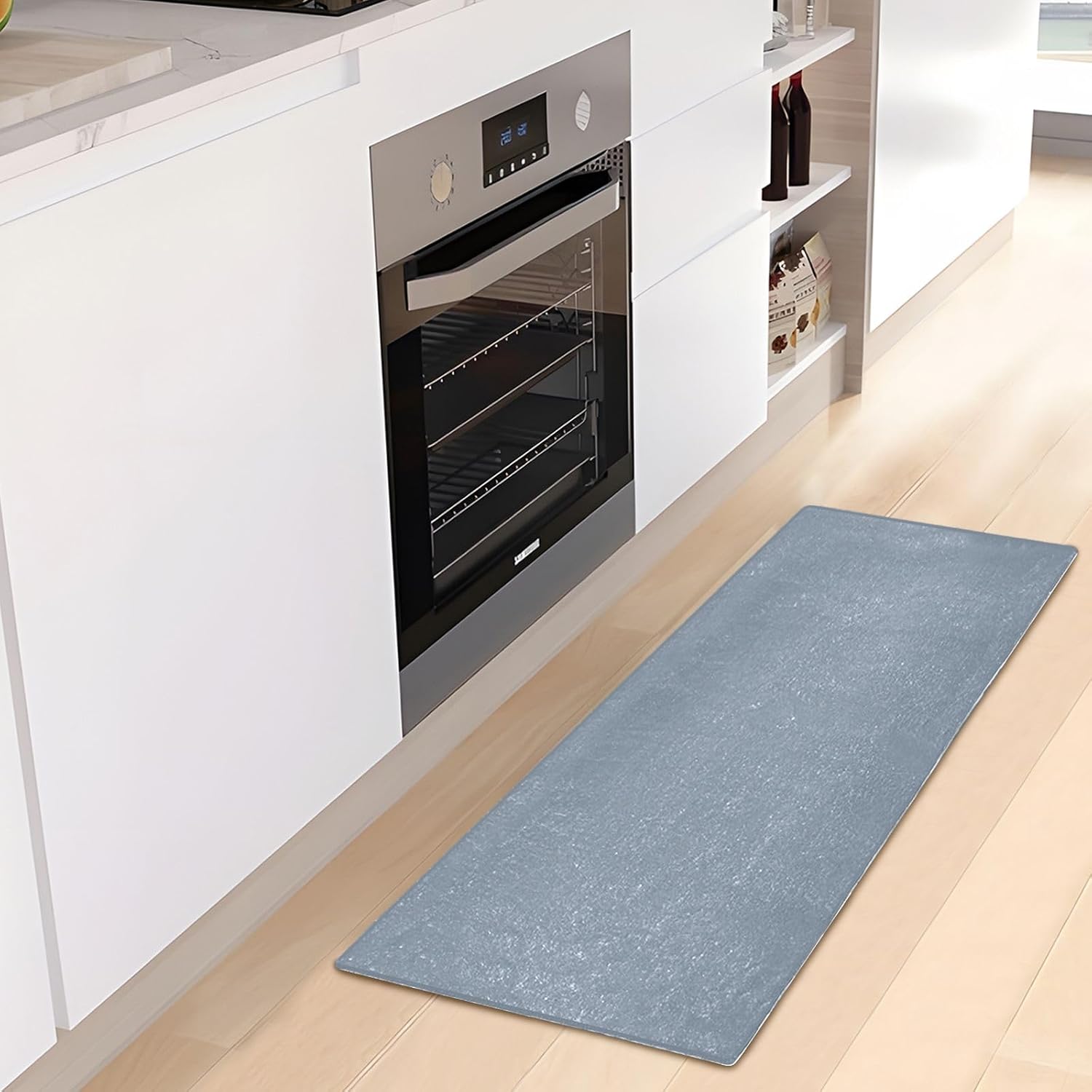 Alfombras de felpa gris pizarra para suelo de baño, parte trasera de goma antideslizante, alfombra de baño lavable, absorbente de agua, 39 x 20