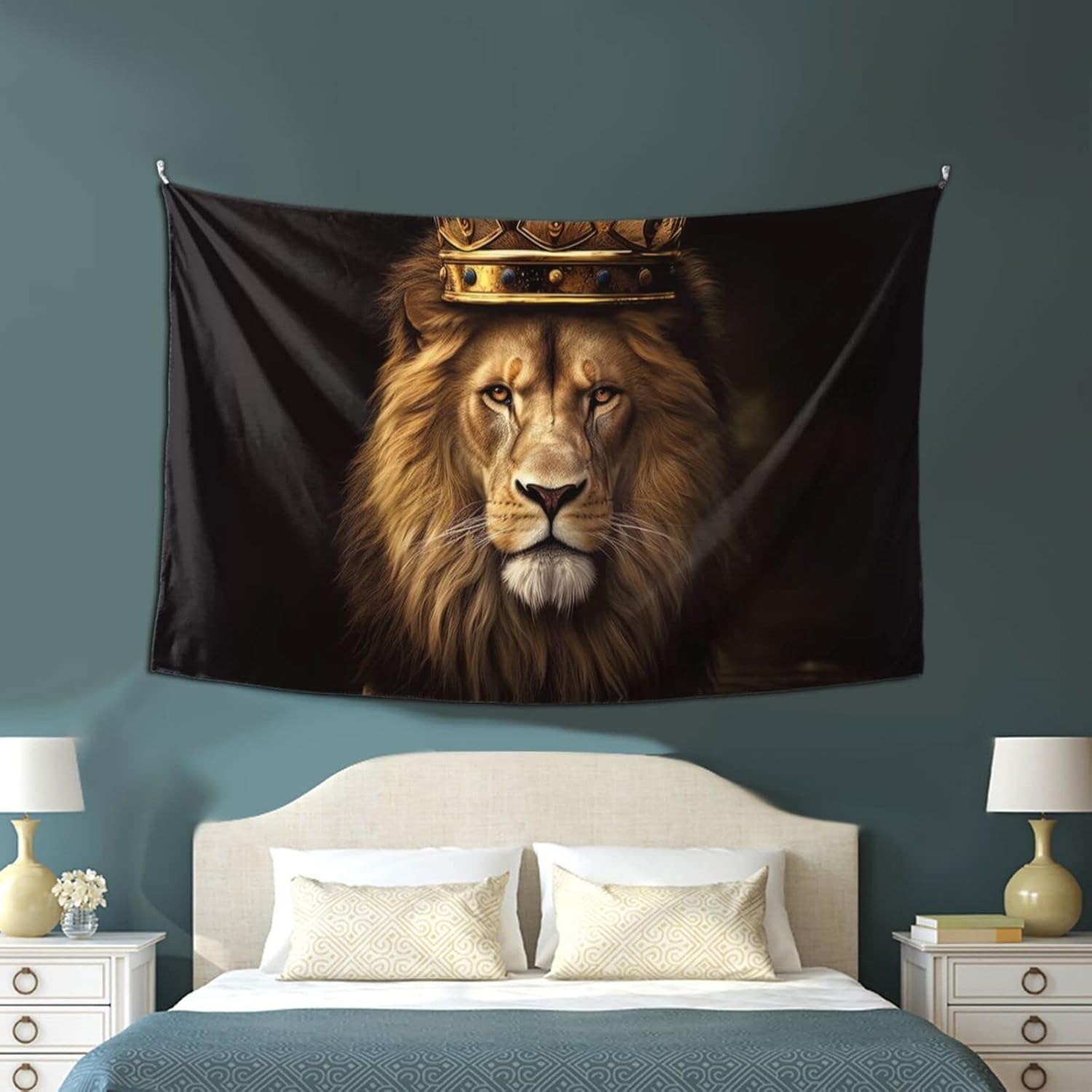 TXIURYU Tapiz de León decoración de escritura religiosa y regalo cristiano, con el león de Judá, para dormitorio, sala de estar, dormitorio o