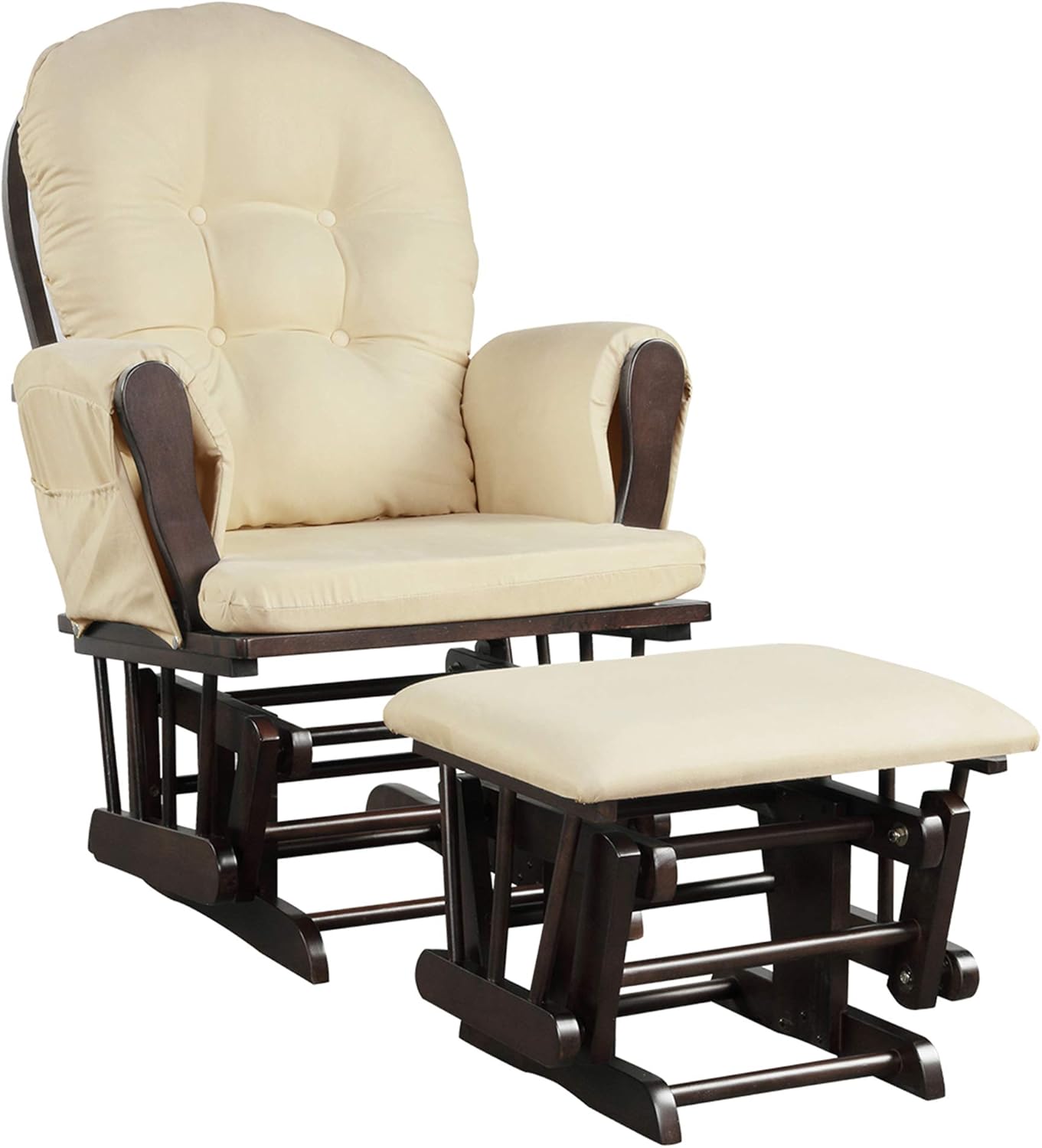DORTALA Mecedora mecedora para bebé con otomana, planeador multiposición con tapizado lavable, movimiento mecedor suave, juego de deslizador de