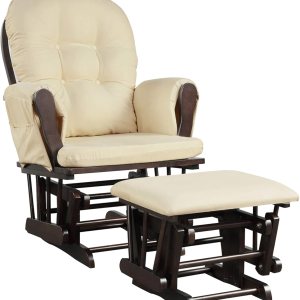 DORTALA Mecedora mecedora para bebé con otomana, planeador multiposición con tapizado lavable, movimiento mecedor suave, juego de deslizador de DORTALA Mecedora mecedora para bebé con otomana, planeador multiposición con tapizado lavable, movimiento mecedor suave, juego de deslizador de