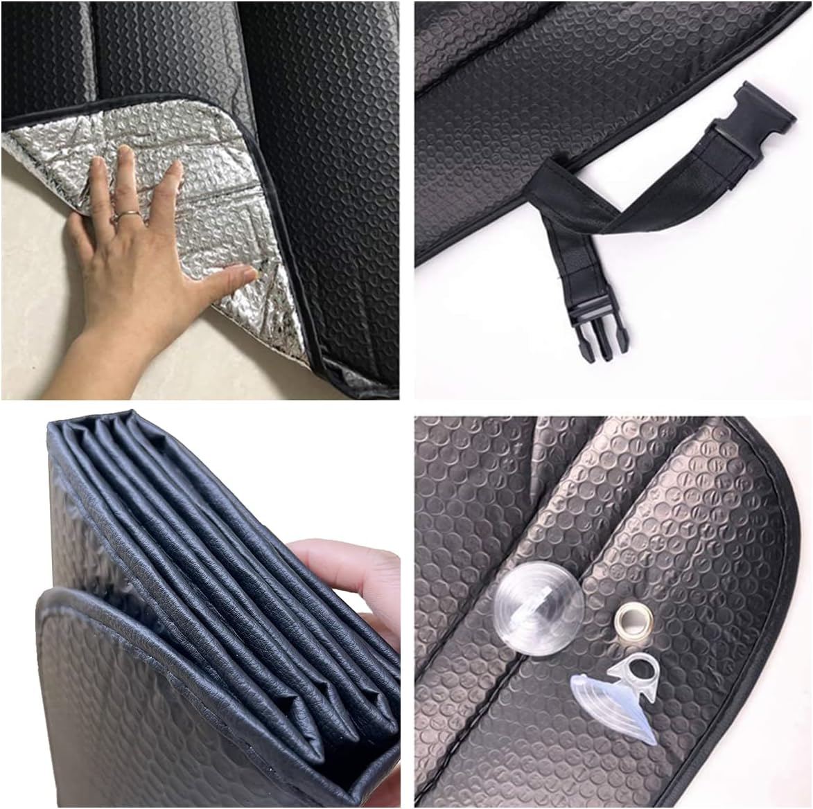 Parasol para parabrisas de automóvil, protector plegable reflectante para ventana delantera, doble grosor de rayos UV y bloqueador de calor con