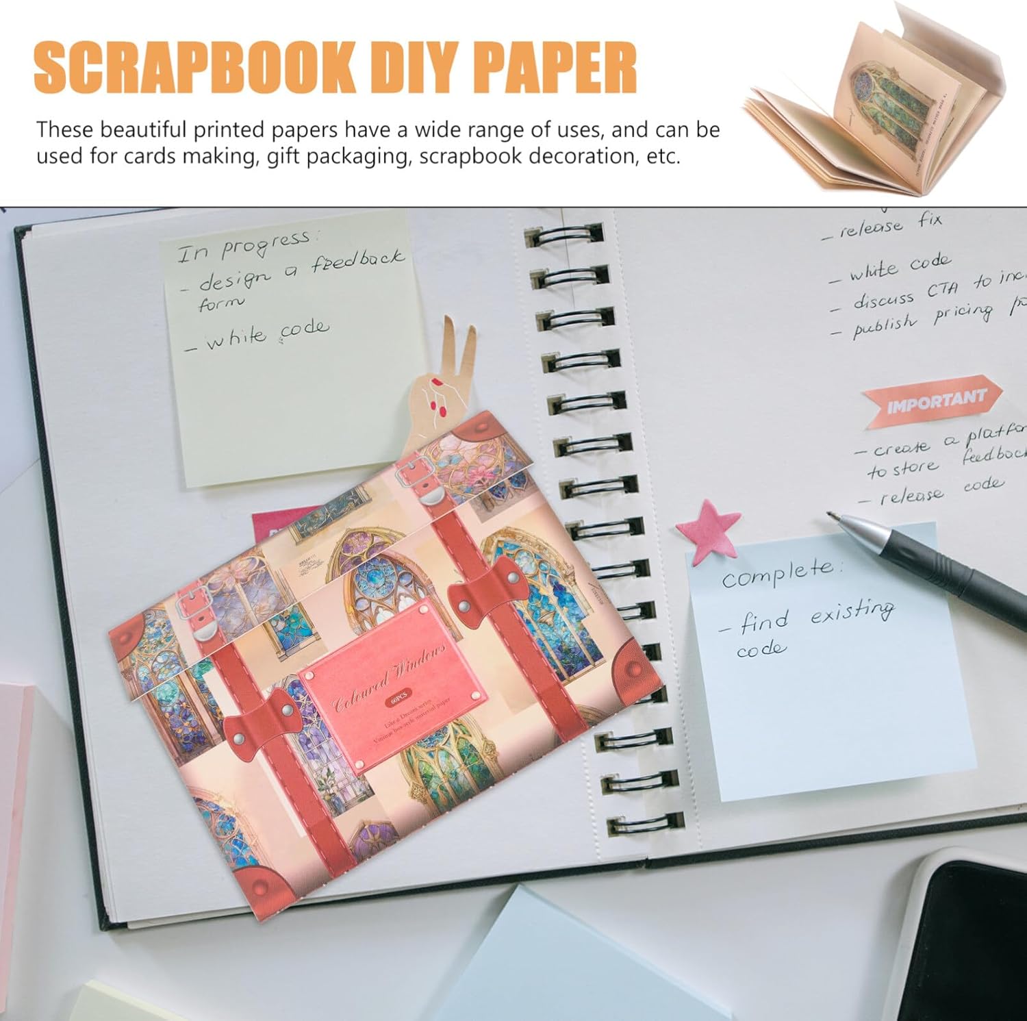 SEWACC Papel de decoupage vintage, álbum de recortes, papel de collage estético, papel de fondo de bricolaje, suministros decorativos de papelería