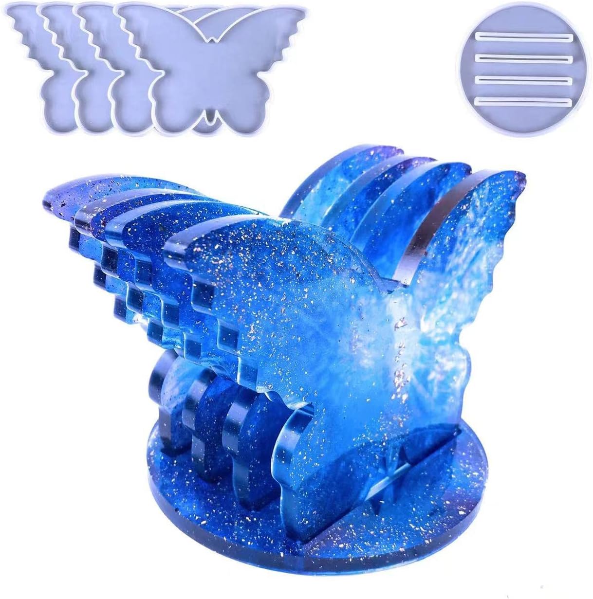 Moldes de posavasos de resina, moldes de mariposa de gran tamaño para resina epoxi para fundición de resina, 4 moldes de posavasos con molde de