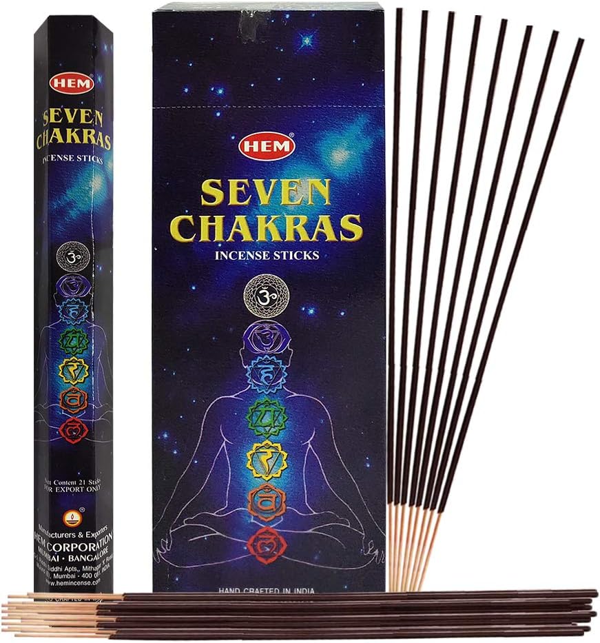 Varillas de incienso de 7 chakras y soporte para varillas de incienso, paquete Insence Insense Hem Incienso