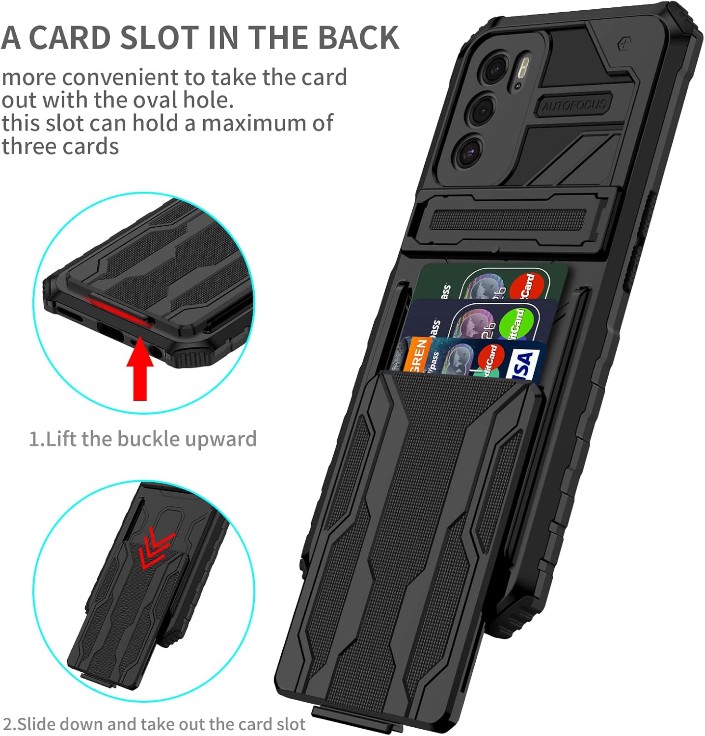 Asuwish Funda de teléfono para OPPO A16A16SA54s con protector de pantalla de vidrio templado y soporte delgado para tarjeta de crédito, ranura móvil