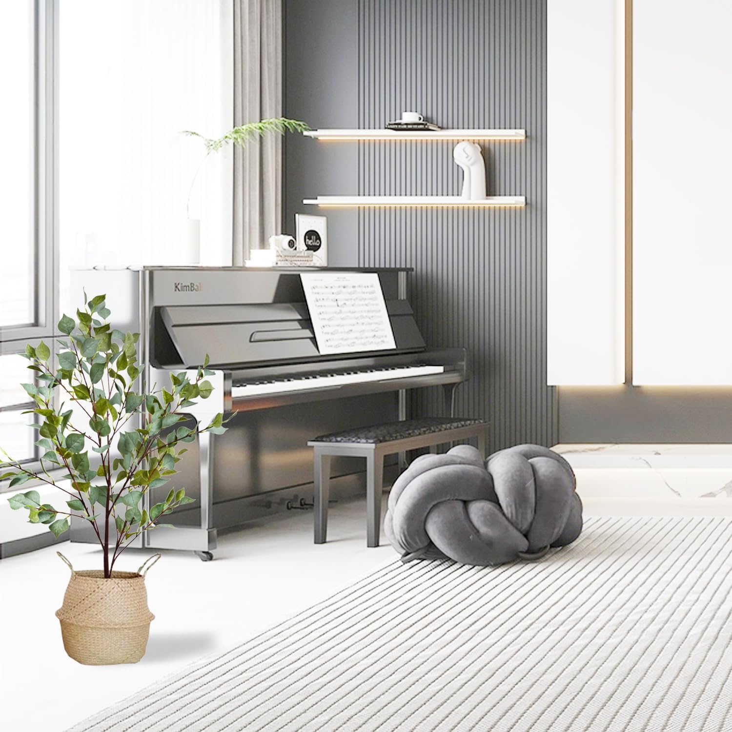 Planta de eucalipto artificial de 43 pulgadas de alto, árbol de imitación al tacto para decoración de interiores en el hogar, oficina, centro