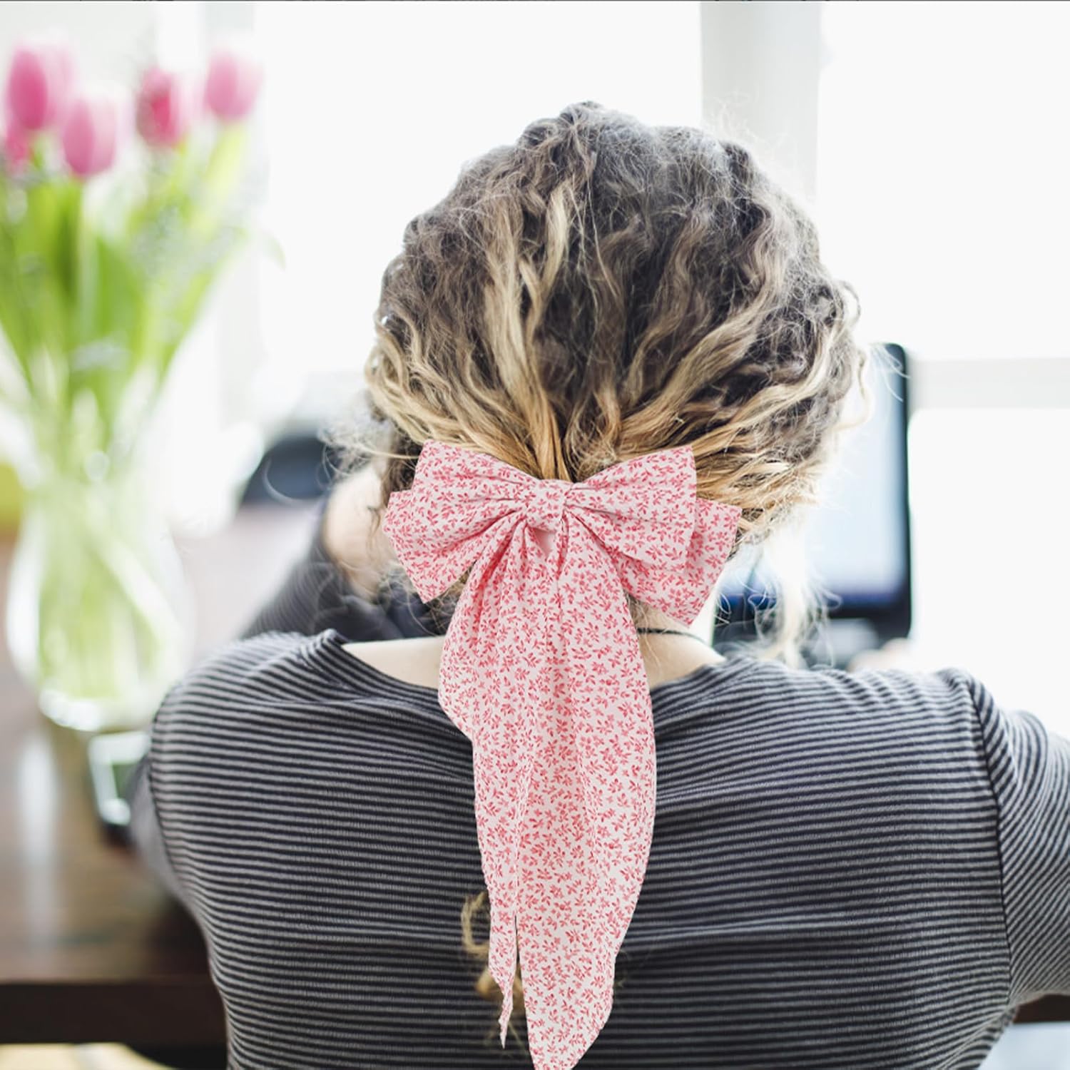 Pinza para el cabello con lazo para mujer, pinza de satén vintage, pasador de pelo de cola larga, accesorios para el cabello para mujer, horquilla