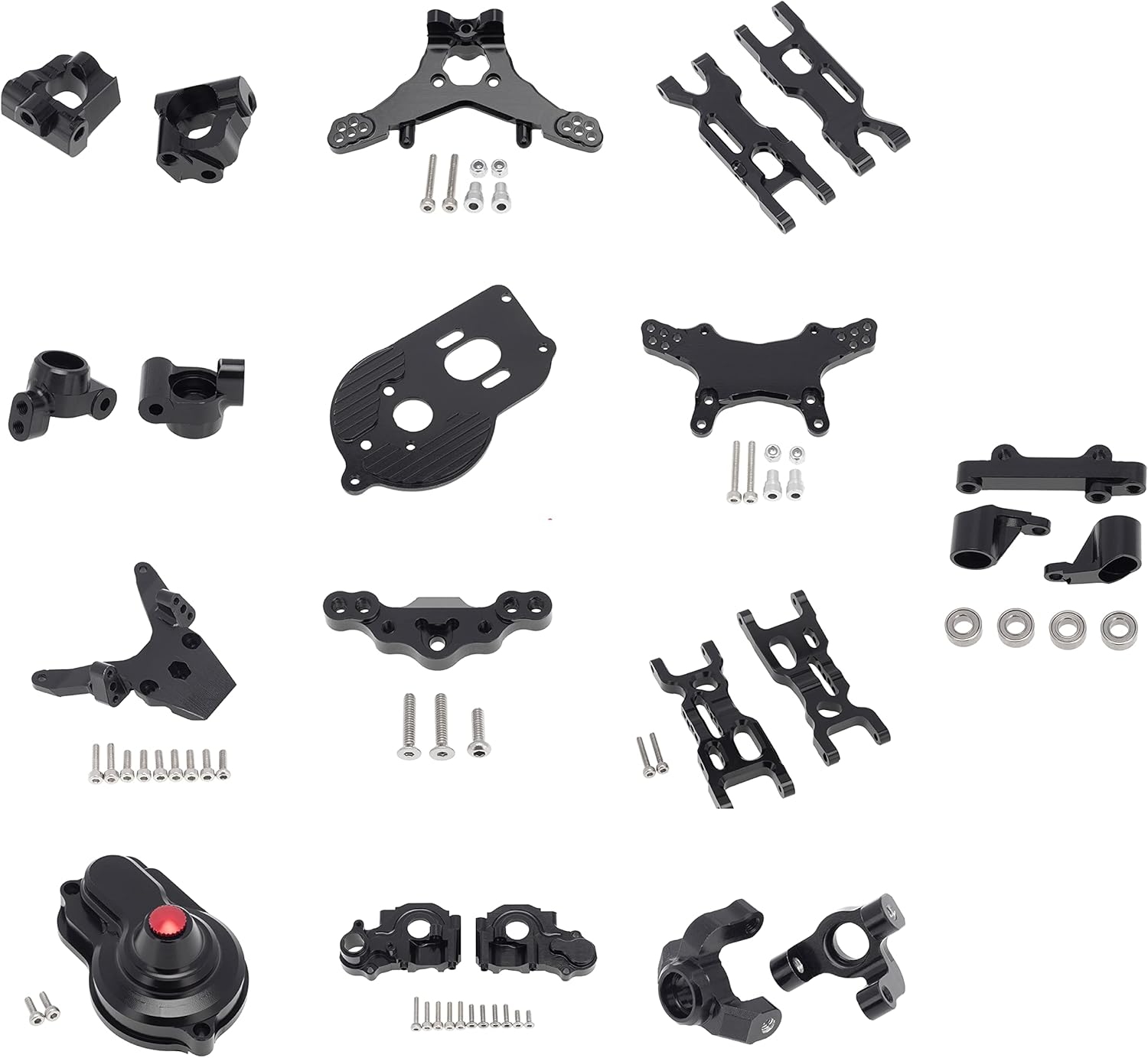 DKKY Kit de piezas de actualización de metal, juego de brazos de suspensión de nudillos de dirección para Losi 118 Mini-T 2.0 2WD RC Truck Piezas de