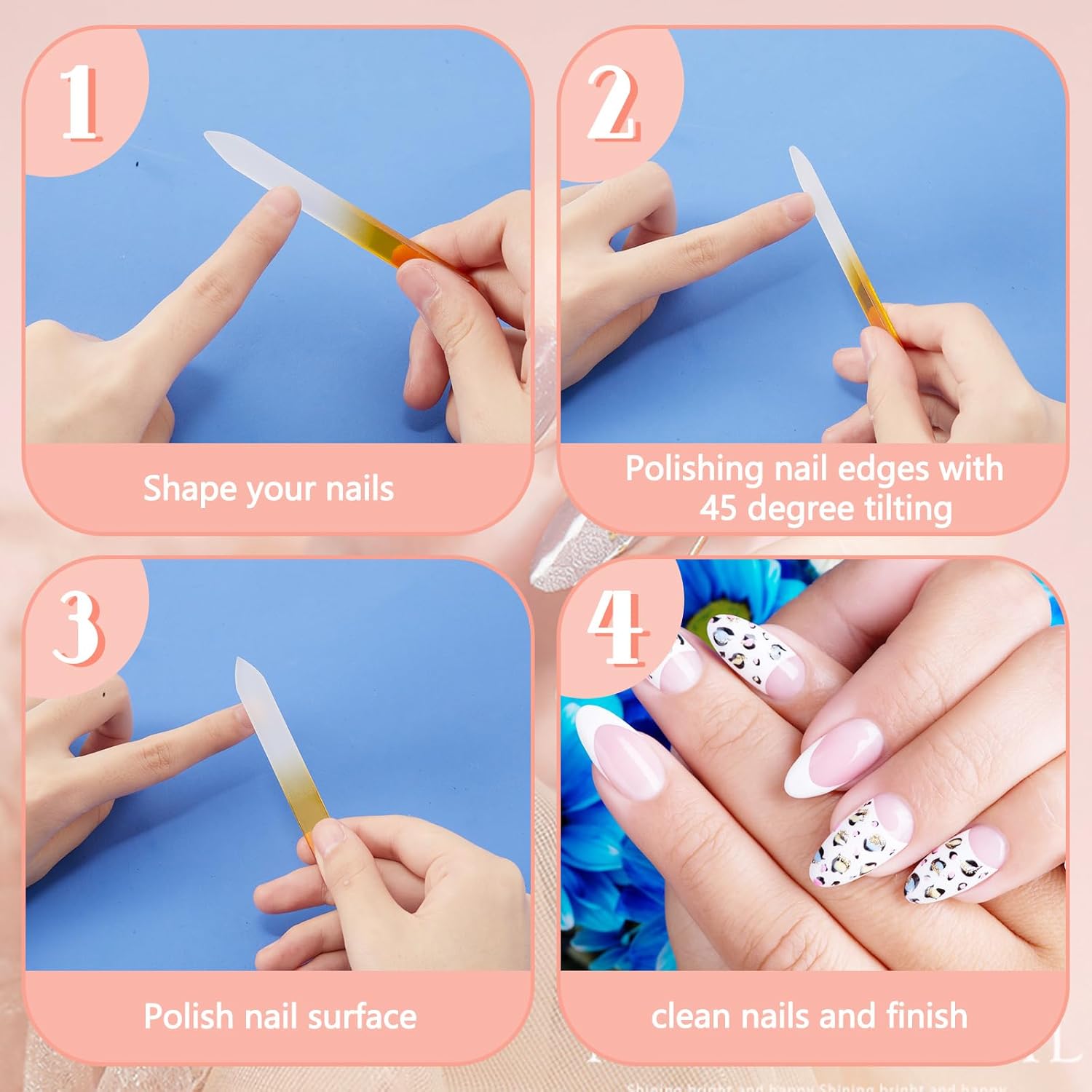 180 limas de uñas de vidrio con funda de plástico, limas de uñas de cristal de doble cara, herramienta de manicura profesional, regalos para mujeres