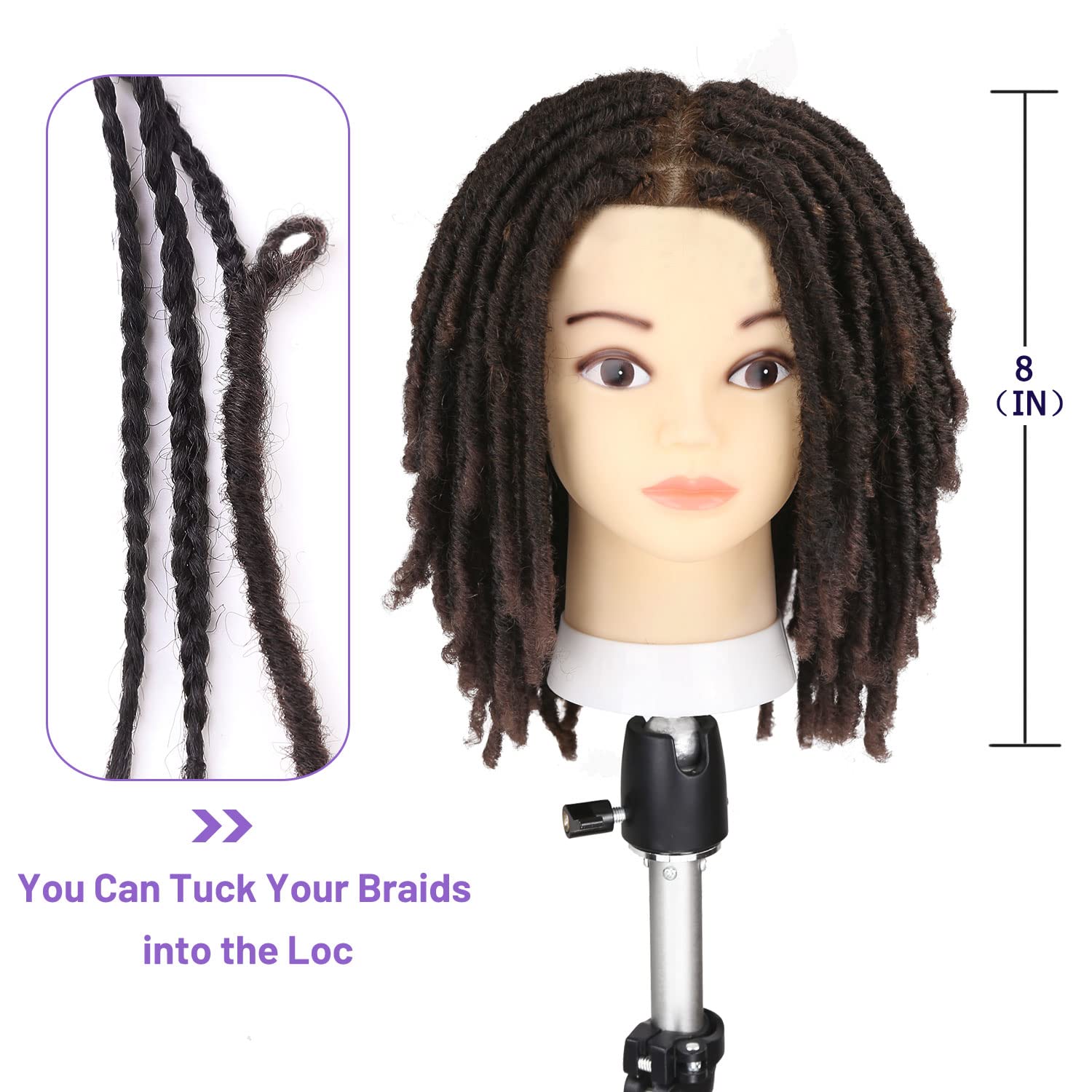 WIGNEE Pelo de ganchillo 120 hebras de pelo sintético de 8 pulgadas, rastas suaves pretrenzadas, rastas de rastas de rastas de 6 paquetes de cabello