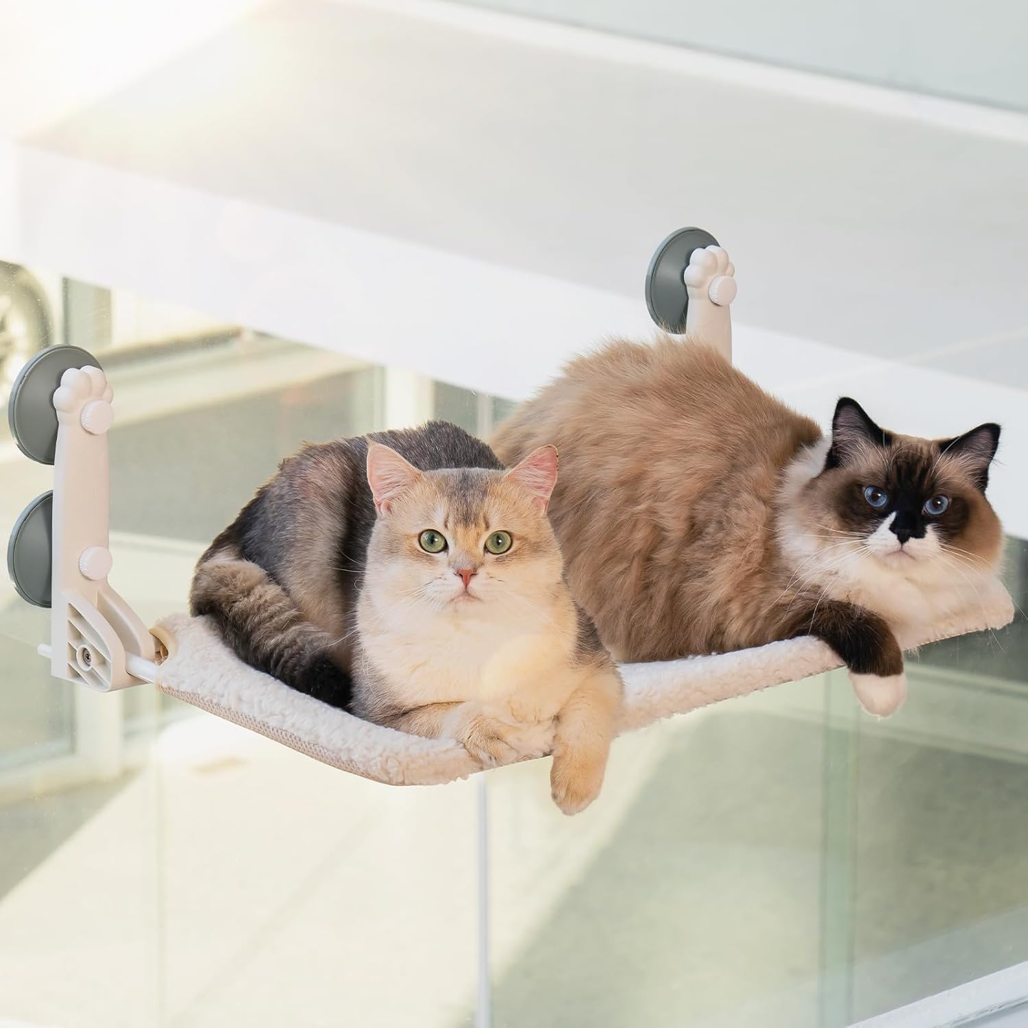 Perca duradera para ventana de gato, asiento de hamaca para gatos en interiores, tapete reversible para uso durante todo el año, cama plegable para
