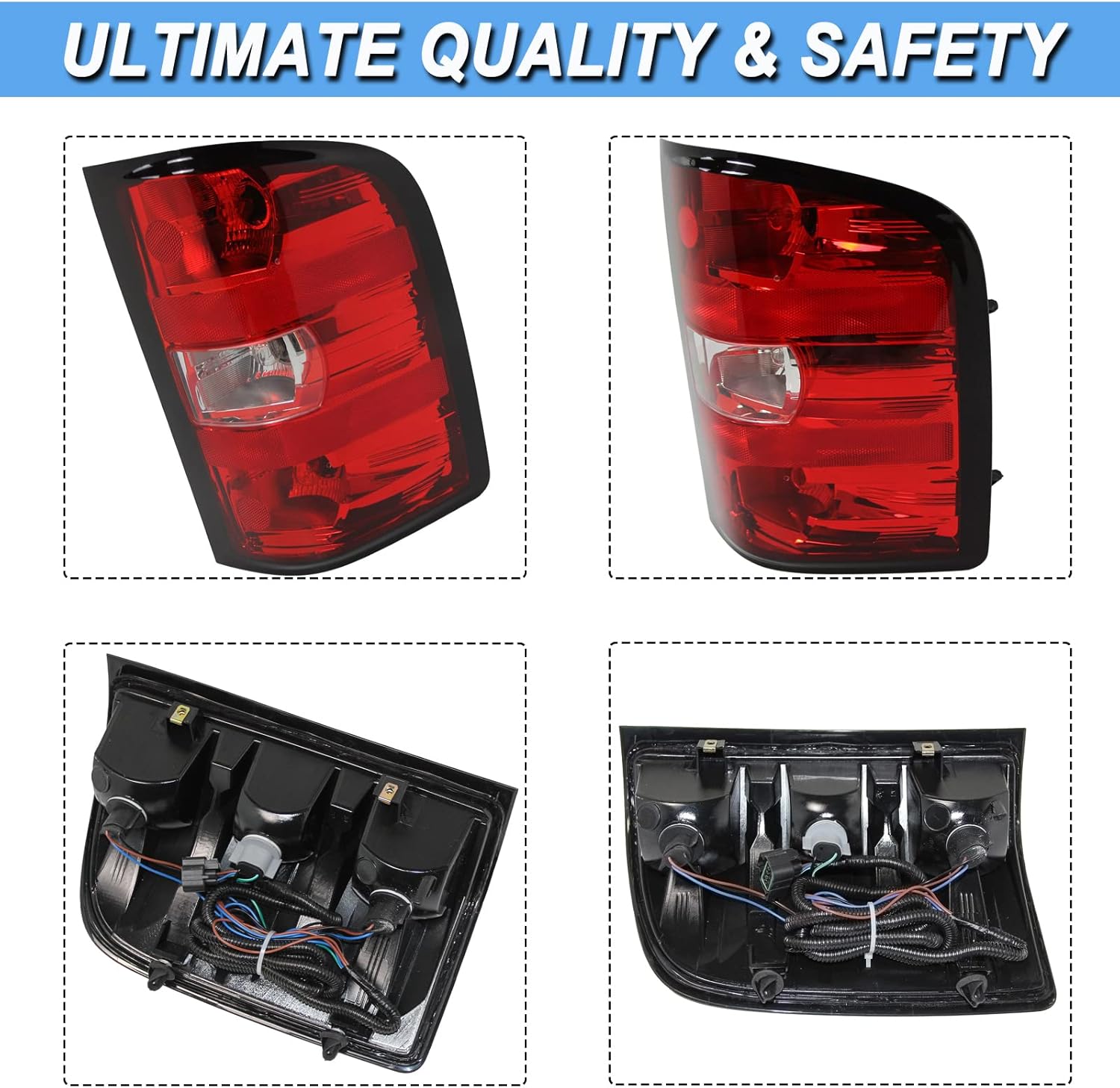 Luces traseras, montaje de lámparas de freno compatibles con Chevy Silverado 1500 2500HD 3500HD 2014-2018, luces traseras, lámparas de freno con