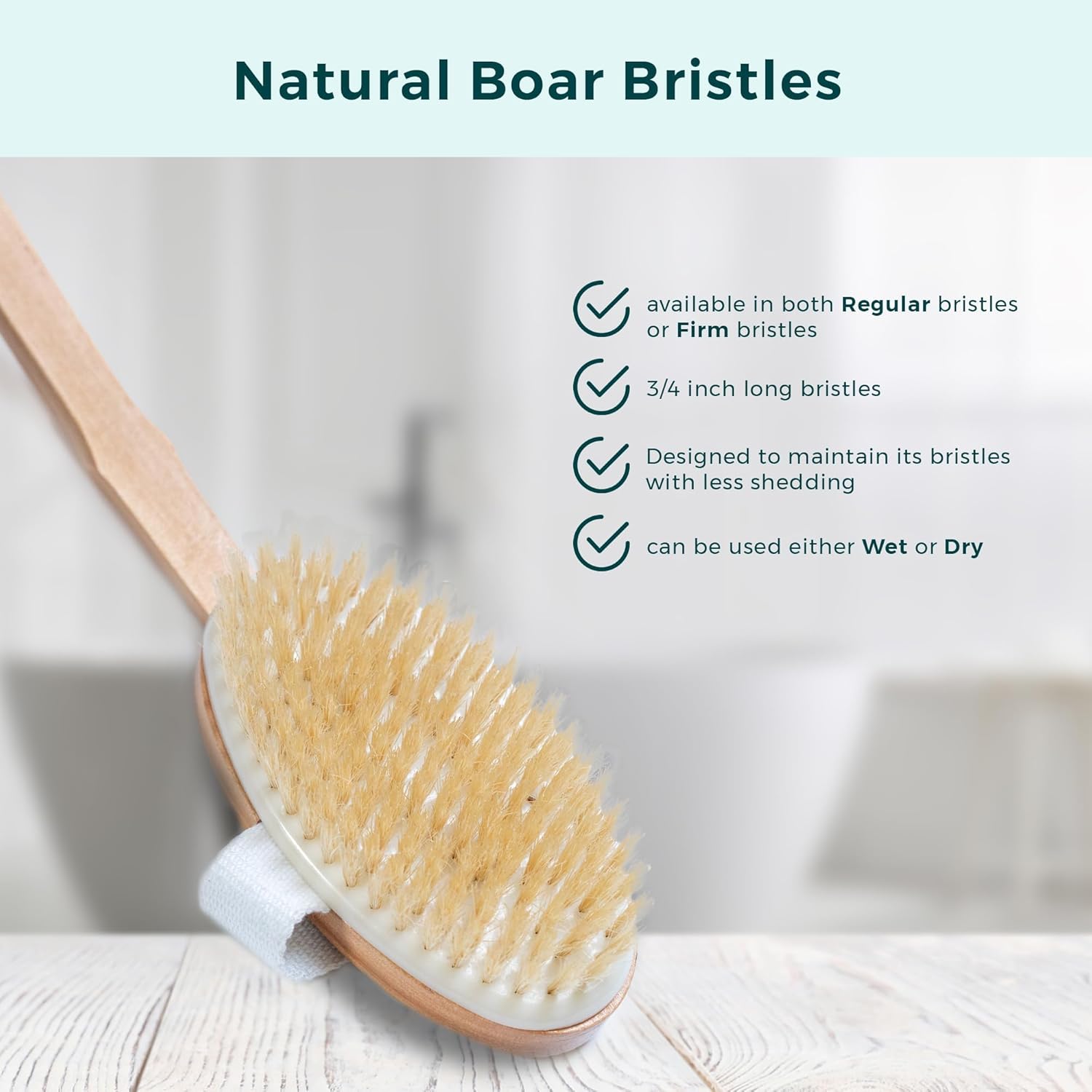 Back Scrubber for Shower – Exfoliating Body Scrubber – 20″ Long Handle – Natural Boar Bristle Shower Scrubber & Body Brush for Showering – Ideal