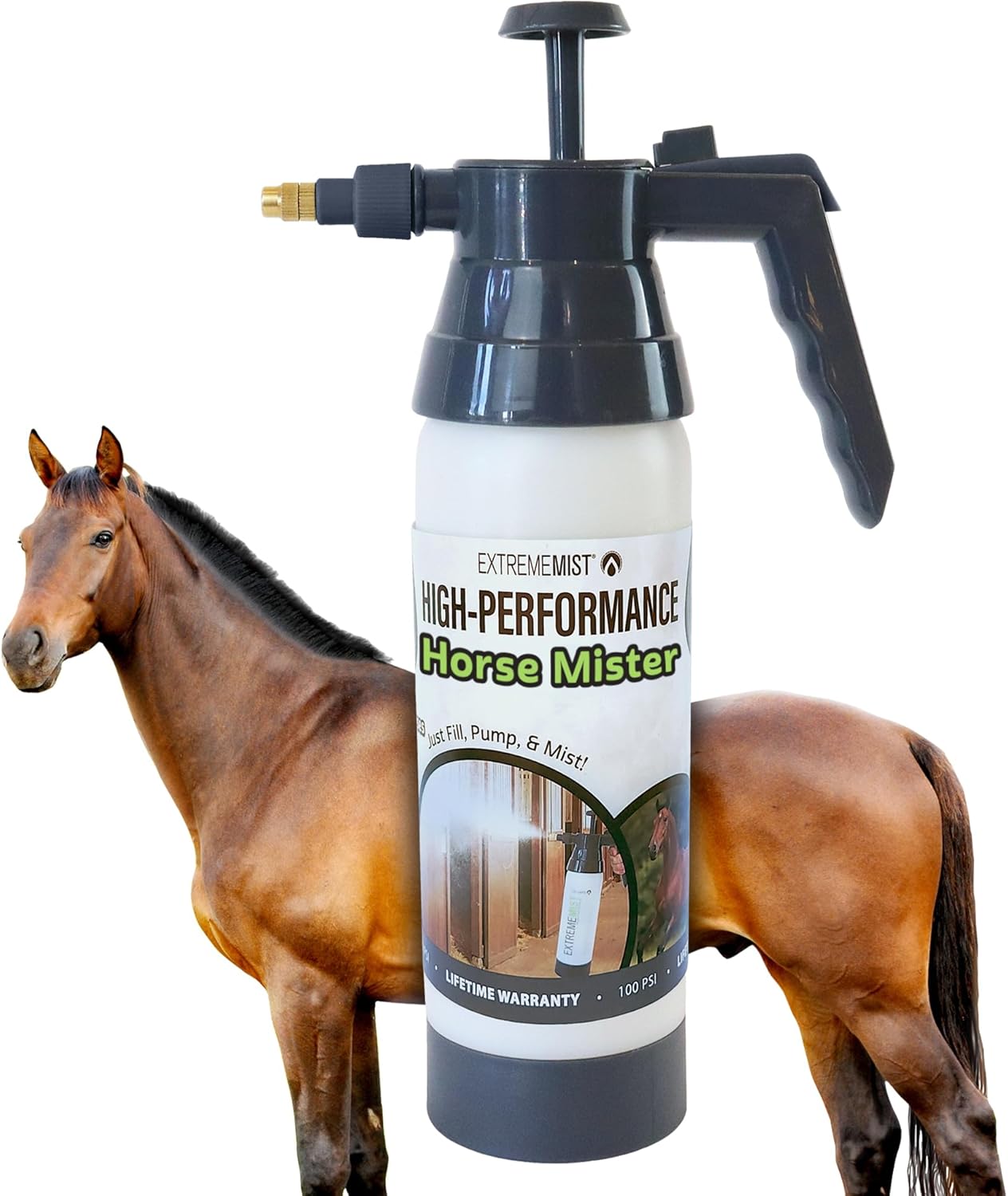 ExtremeMIST Mister equino de alto rendimiento, pulverizador de bomba de mano, botella rociadora estable portátil para el cuidado de los caballos,
