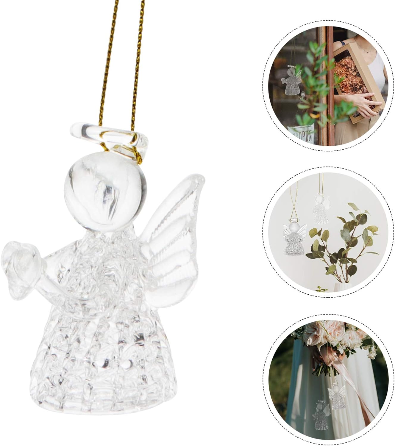 Amosfun Colgante de ángel de la guarda colgante de ángel de cristal para espejo trasero de coche, adorno de bendición colgante, accesorios de