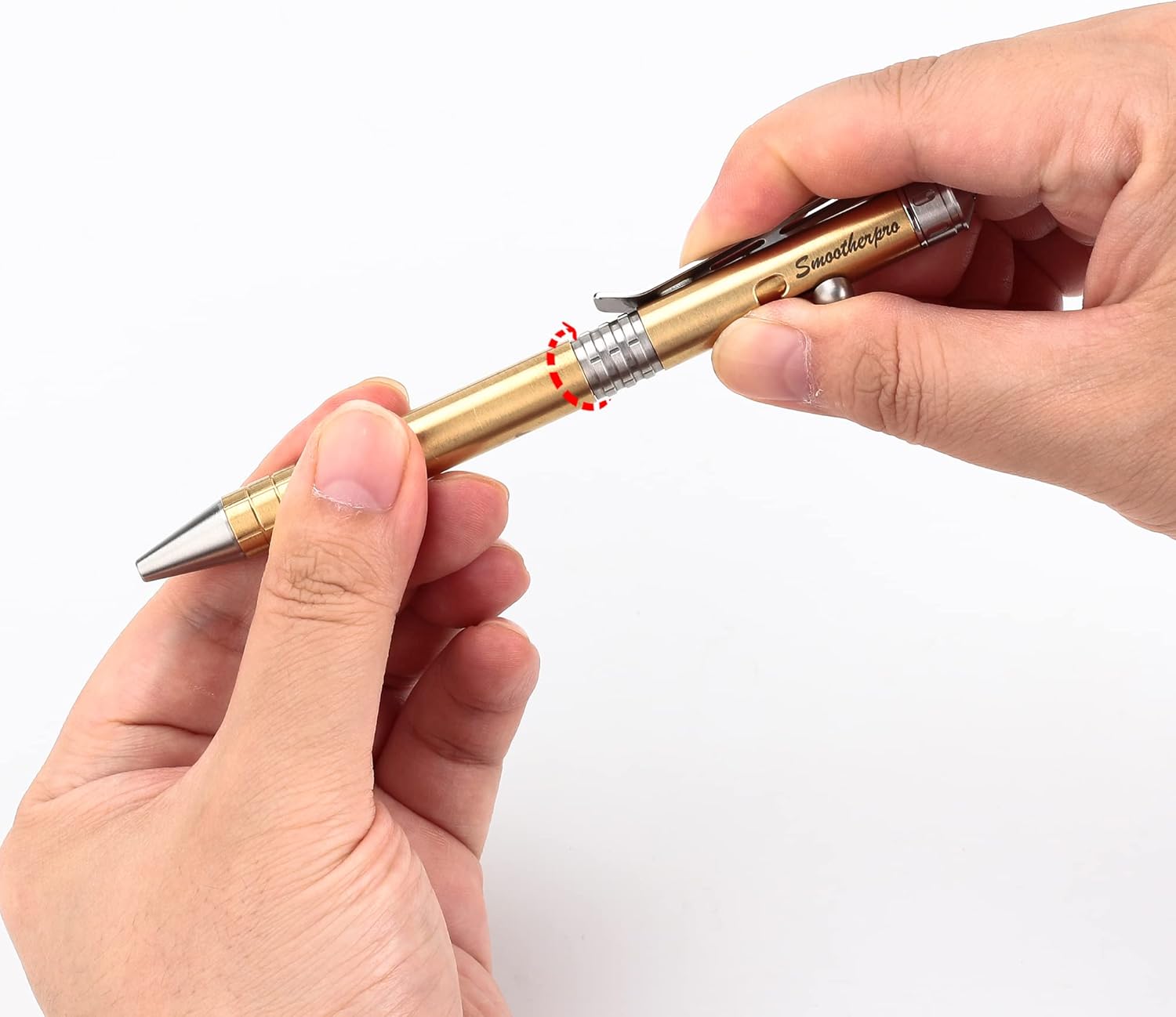 SMOOTHERPRO Bolígrafo de acción de perno de latón macizo, tamaño corto, compatible con repuesto Parker, clip de acero inoxidable, peso medio, para