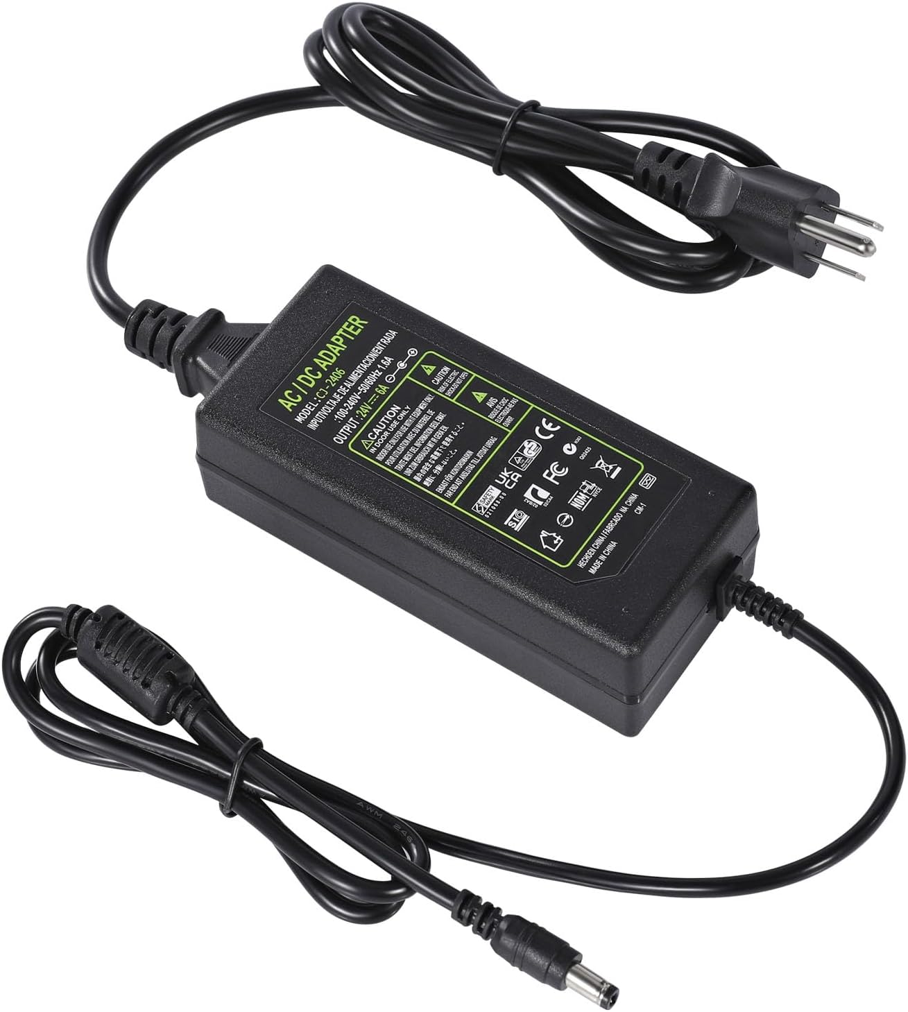 Adaptador de fuente de alimentación de 24 V 6 A, adaptador de alimentación de 100-240 V CA a CC 24 V 6 A con conector de salida de 0.217 in x 0.098